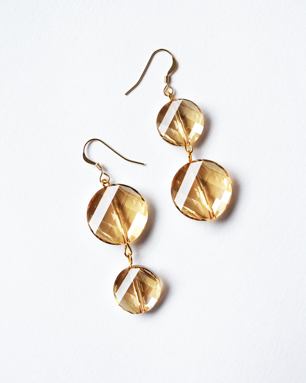 Soft Champagne Crystal Disc Earrings