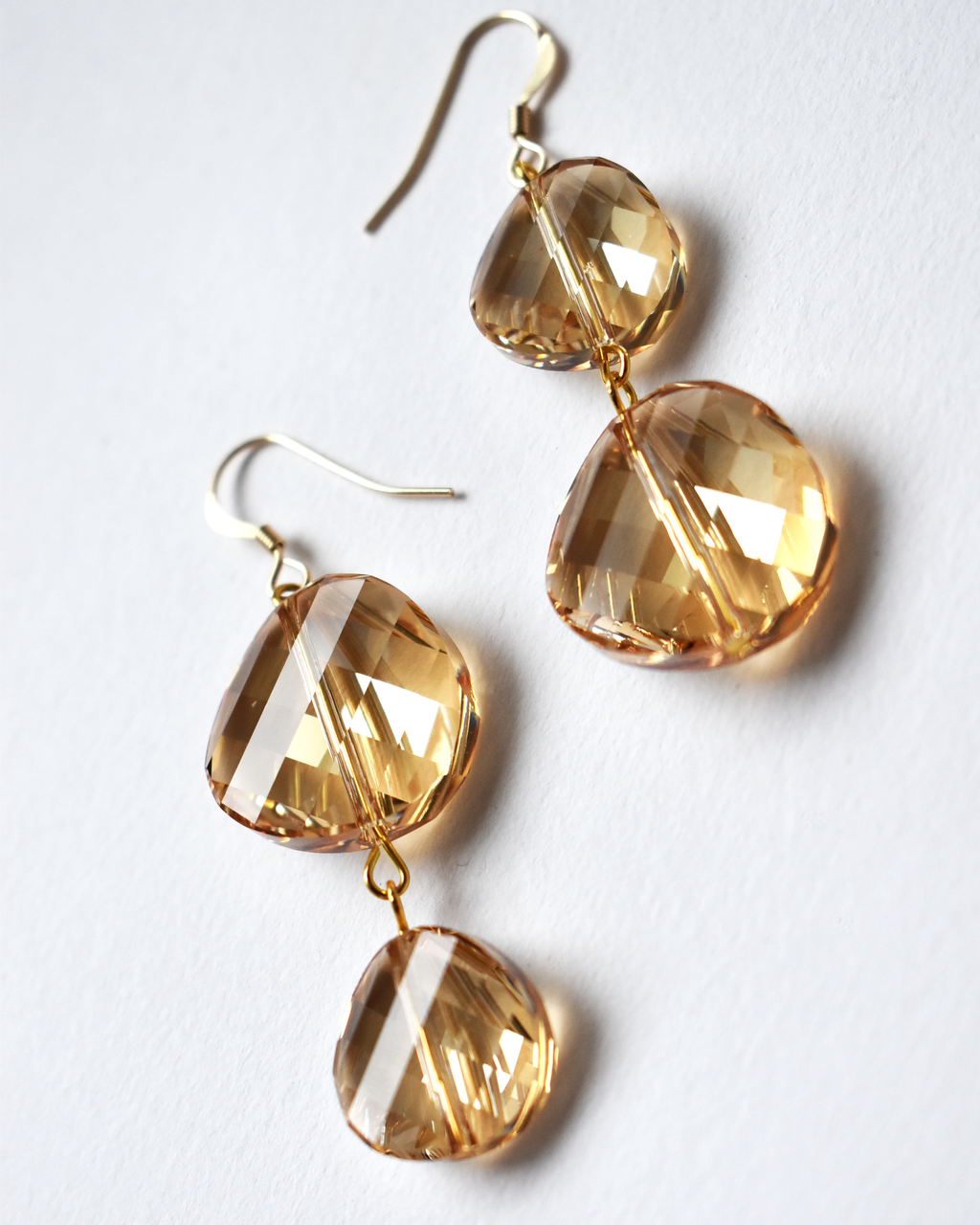 Soft Champagne Crystal Disc Earrings