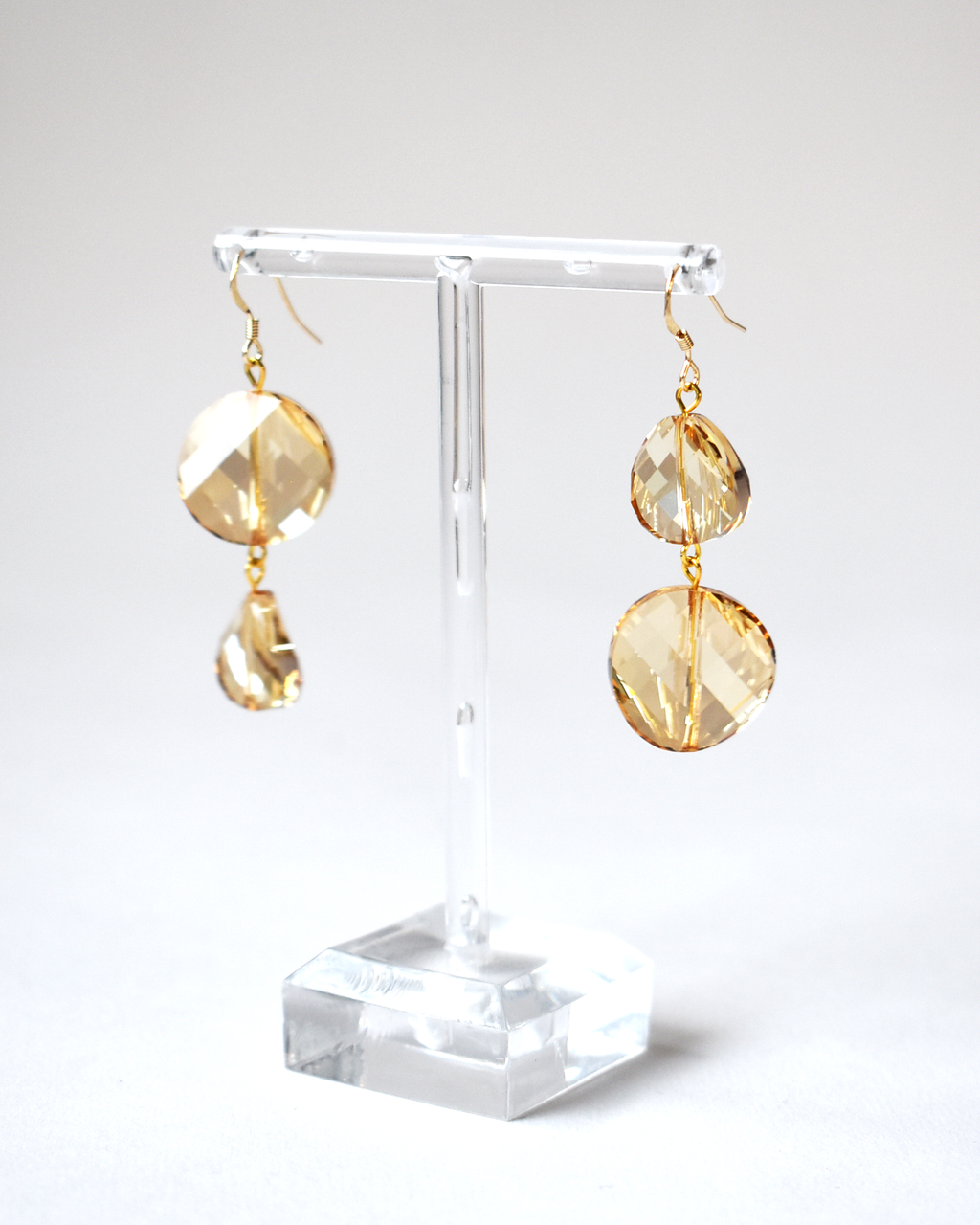Soft Champagne Crystal Disc Earrings
