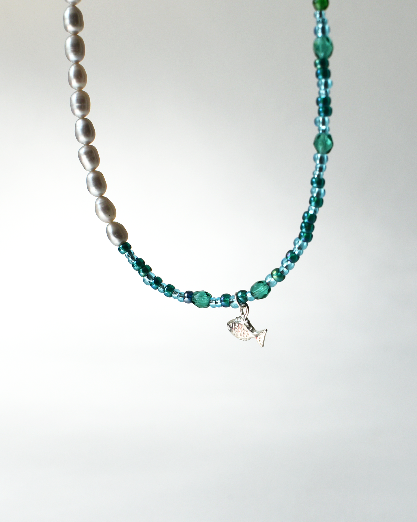 Fish Charm Beaded Pearl Necklace