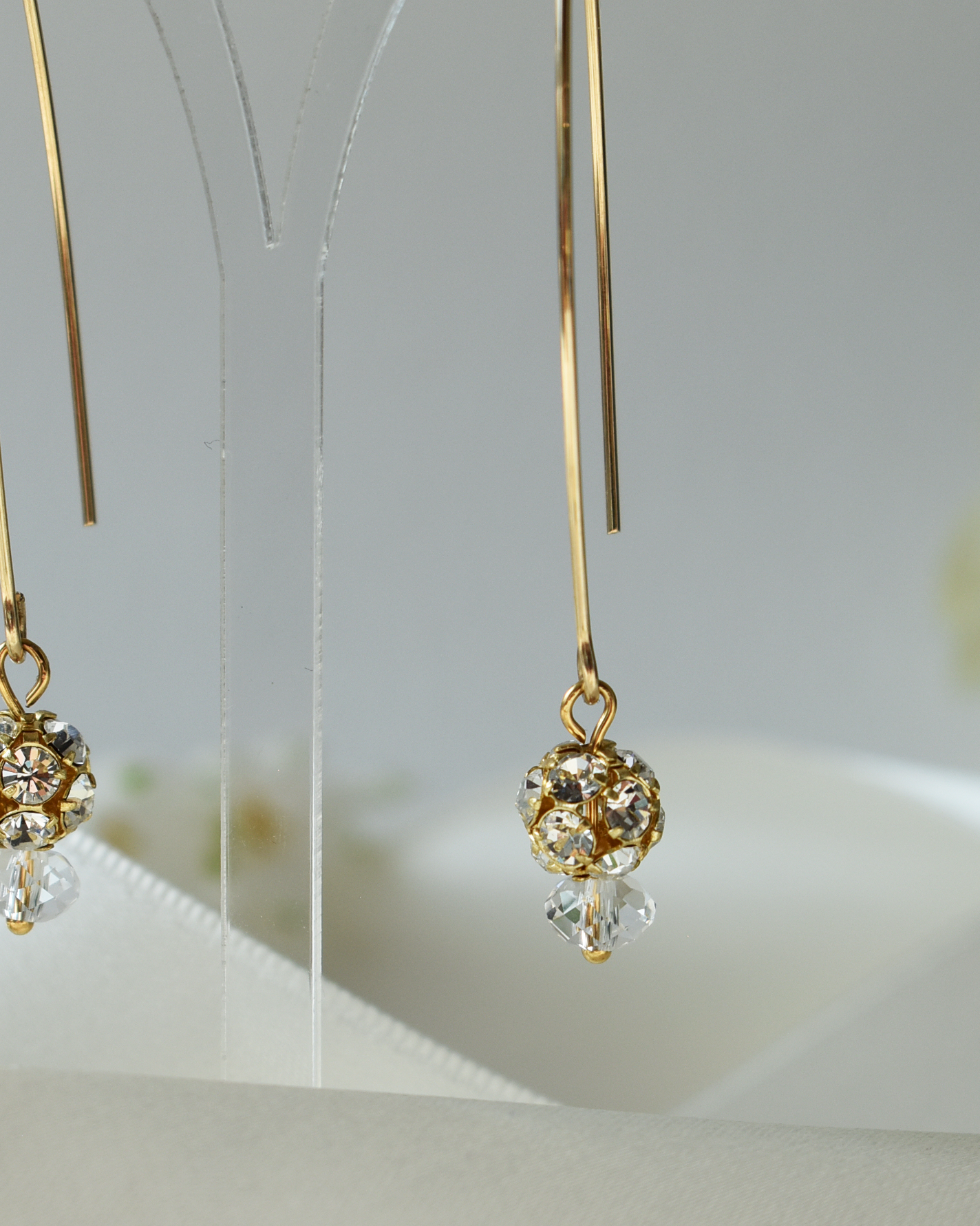 Crystal Ball Gold Arc Earrings