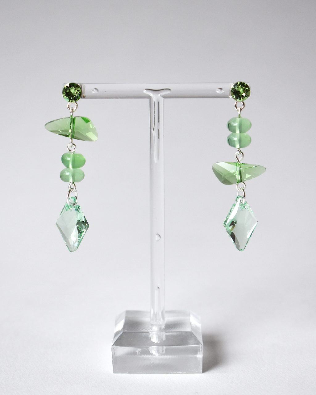 'Pale Peridot' Green Crystal Drops Earrings