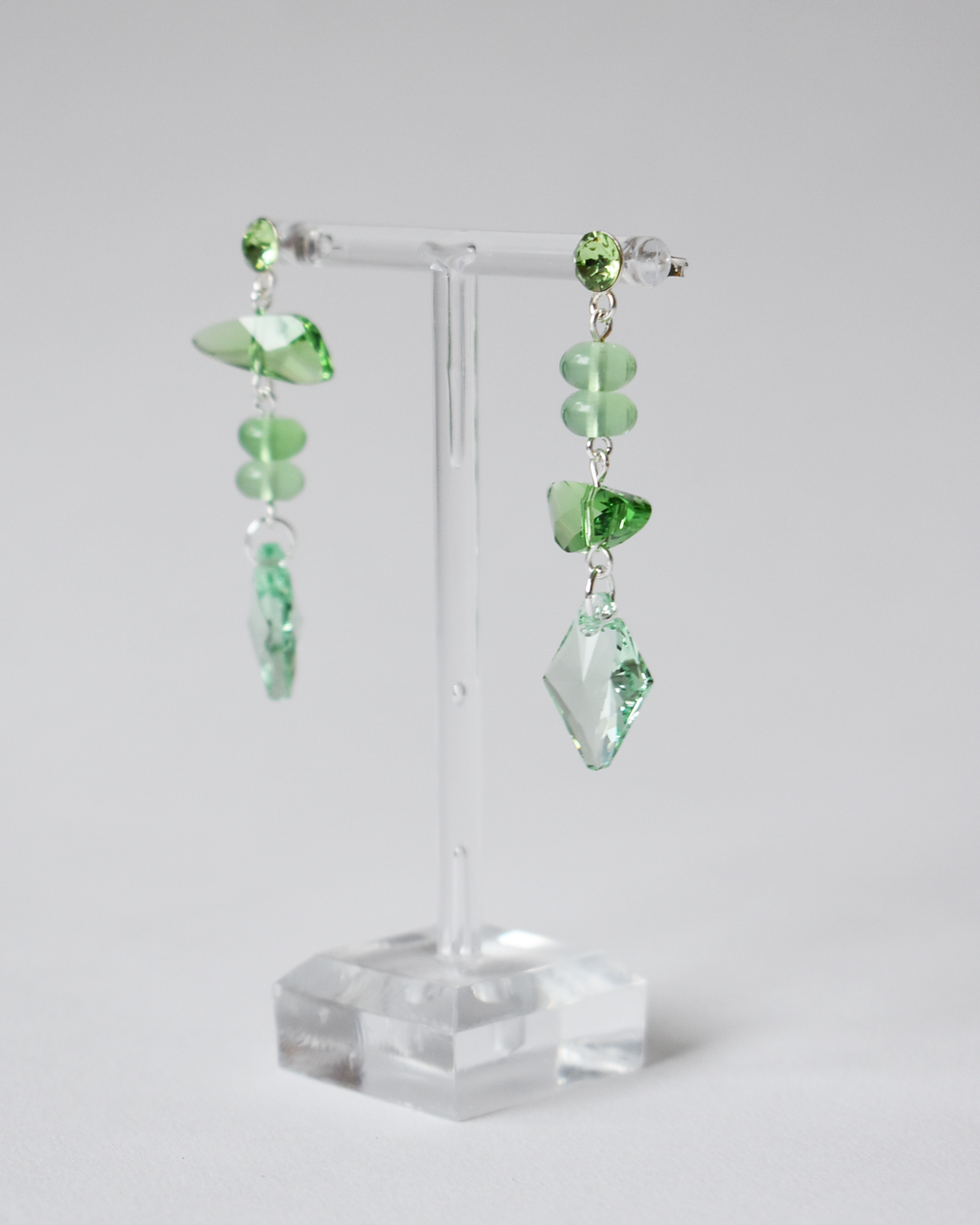 'Pale Peridot' Green Crystal Drops Earrings