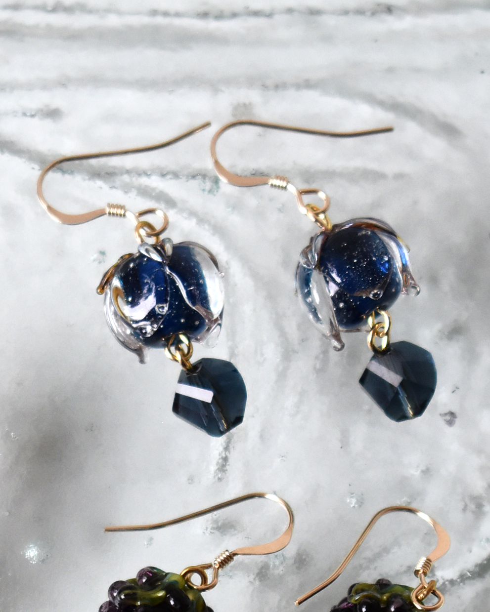Midnight Blue Flower Bud Earrings