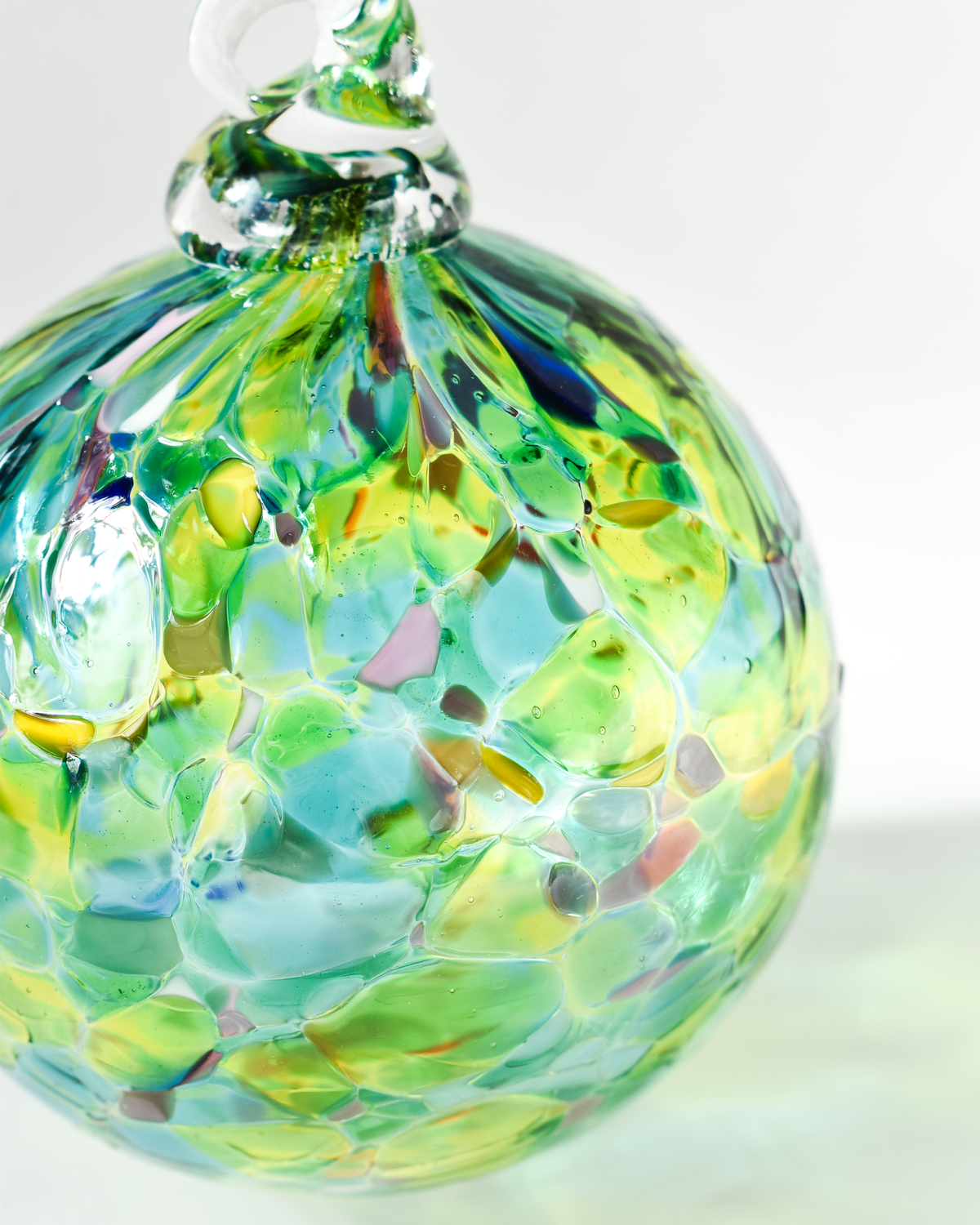 "Green Tide" Confetti Mouthblown Bauble