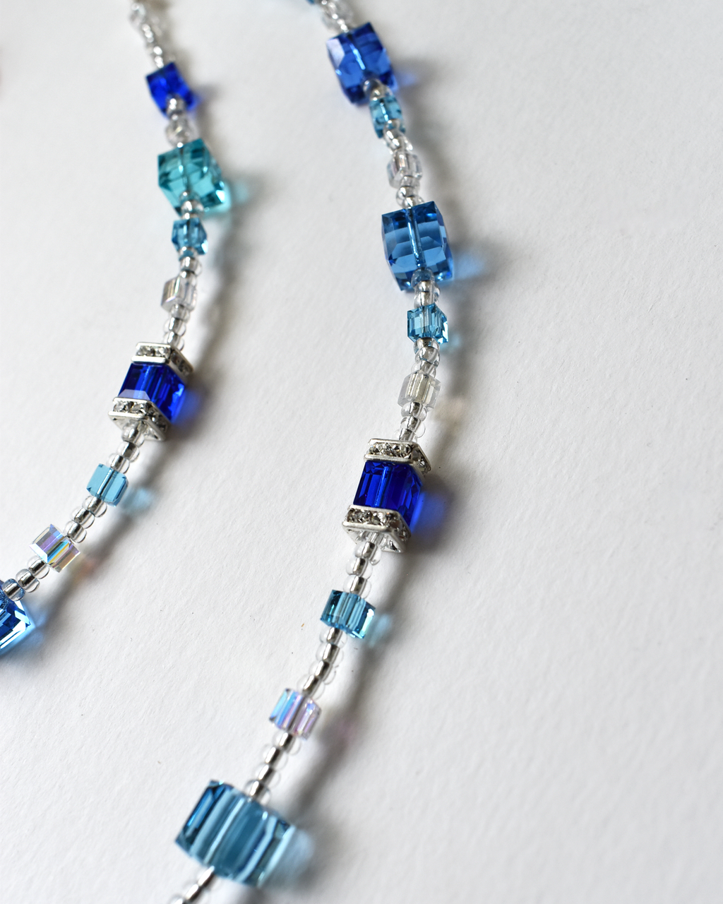 'Blue Cubes' Glass Crystal Necklace