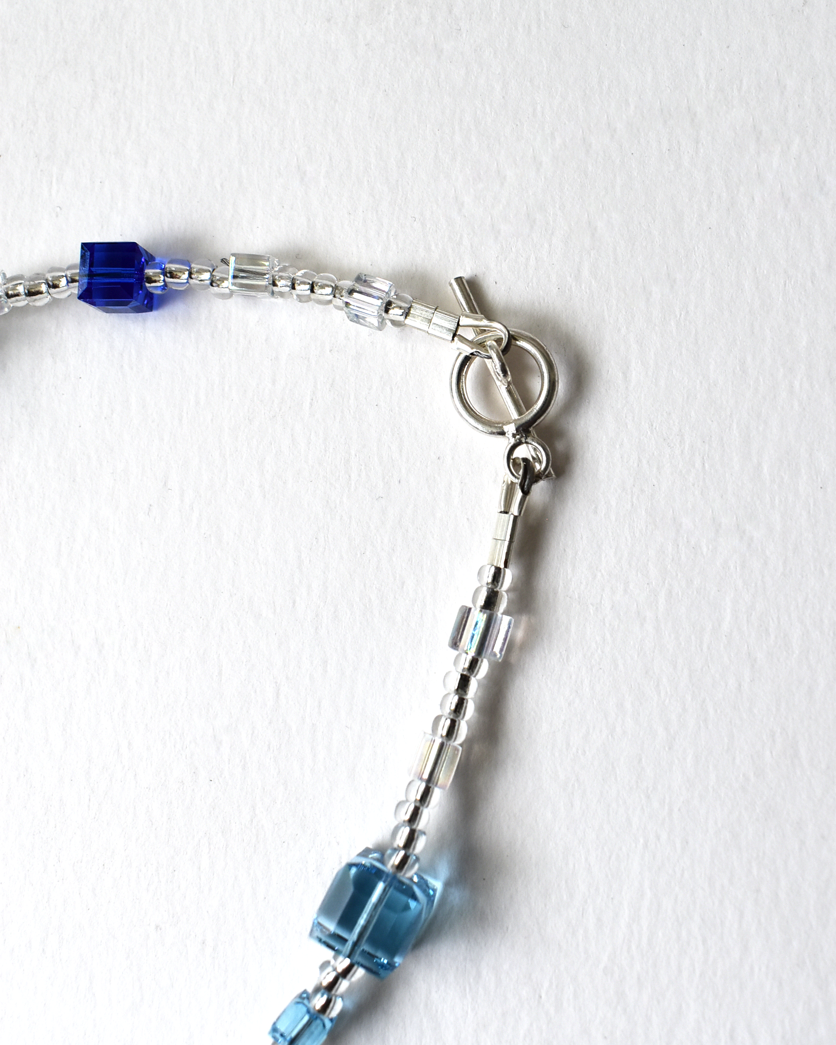 'Blue Cubes' Glass Crystal Necklace
