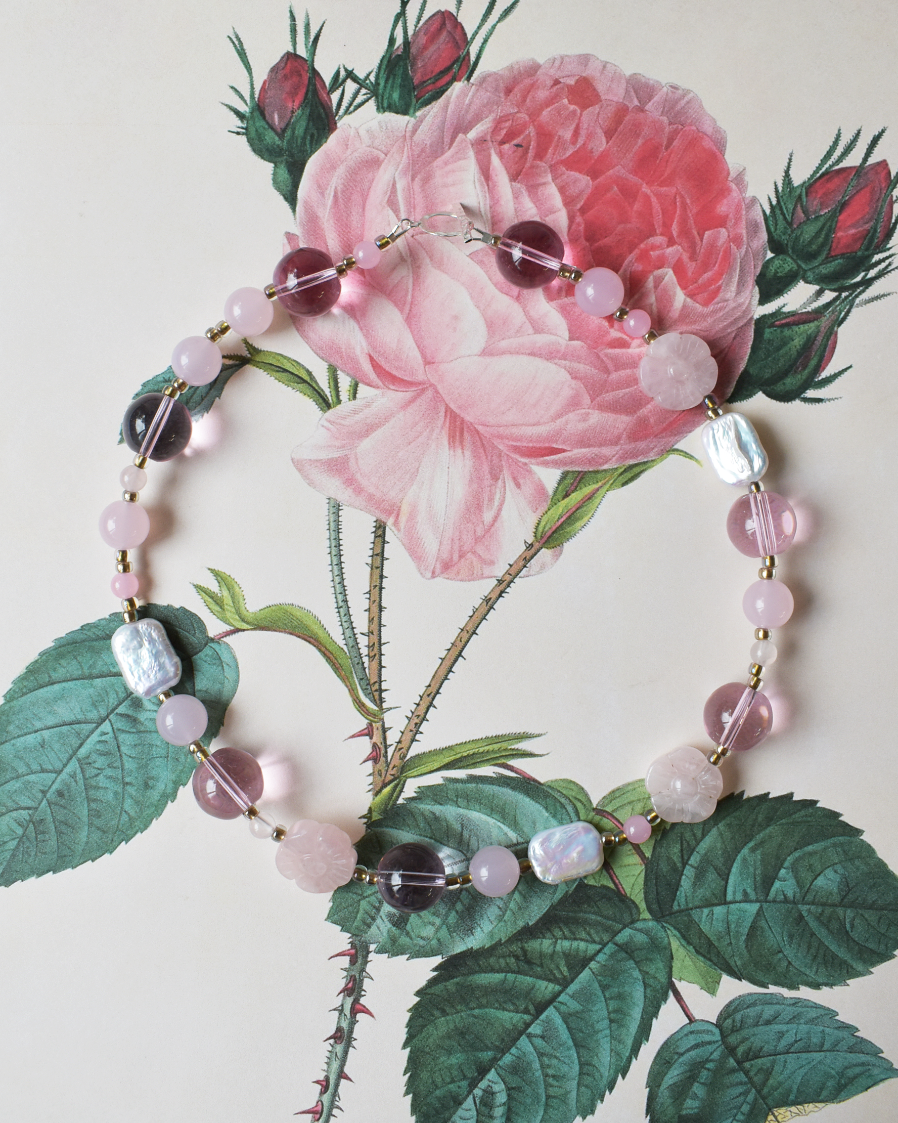 'Rose Garden' Freshwater Pearl Bead Necklace