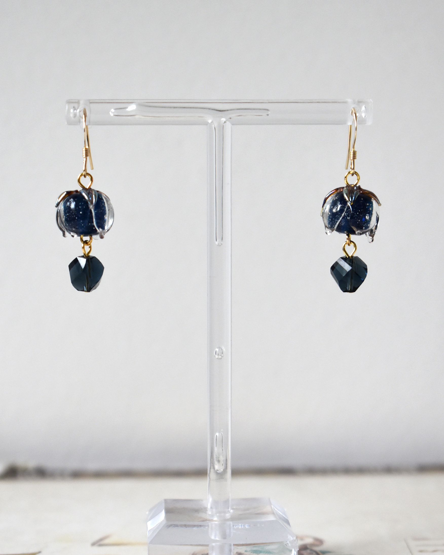 Midnight Blue Flower Bud Earrings