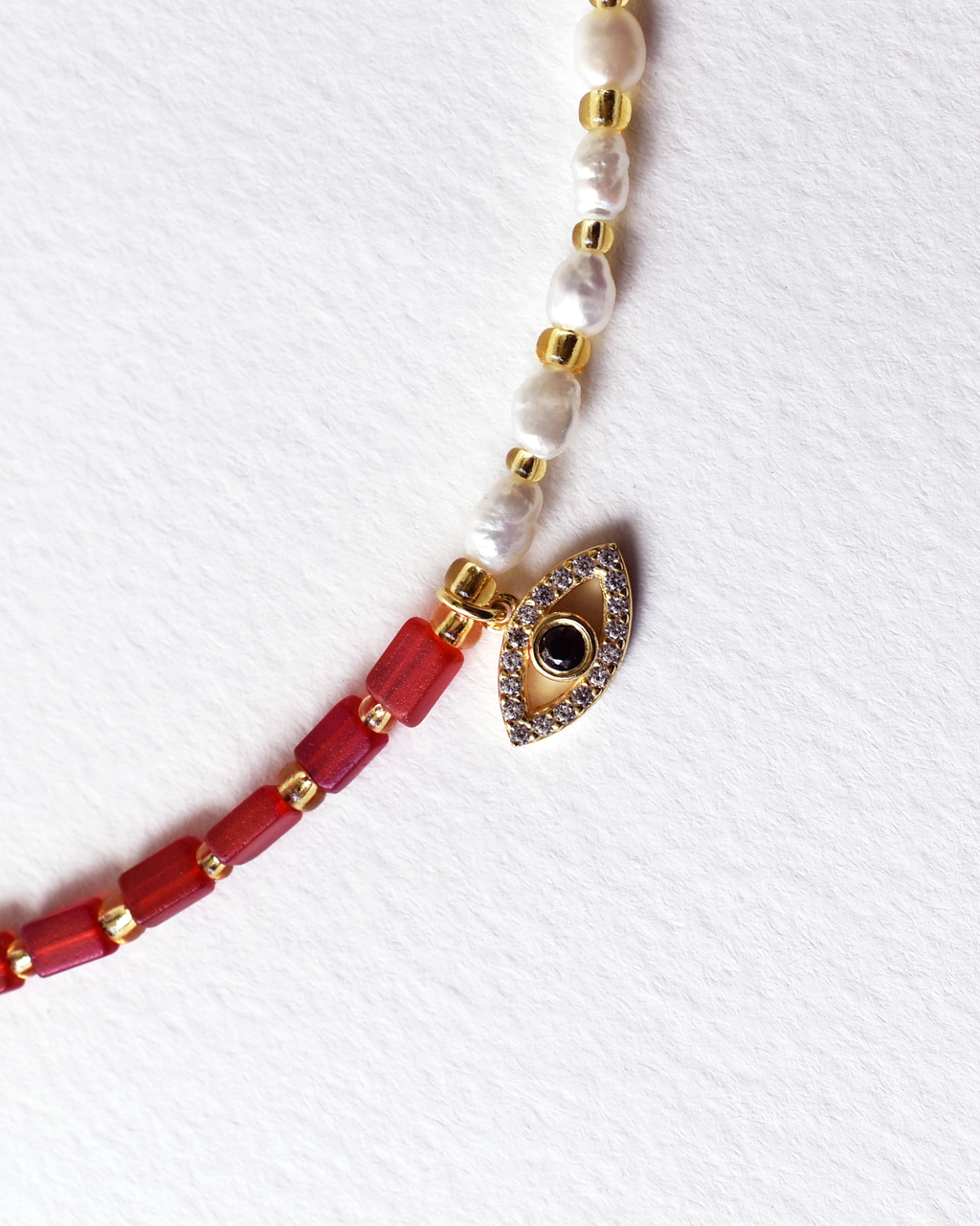 'Half & Half' Evil Eye Charm Necklace