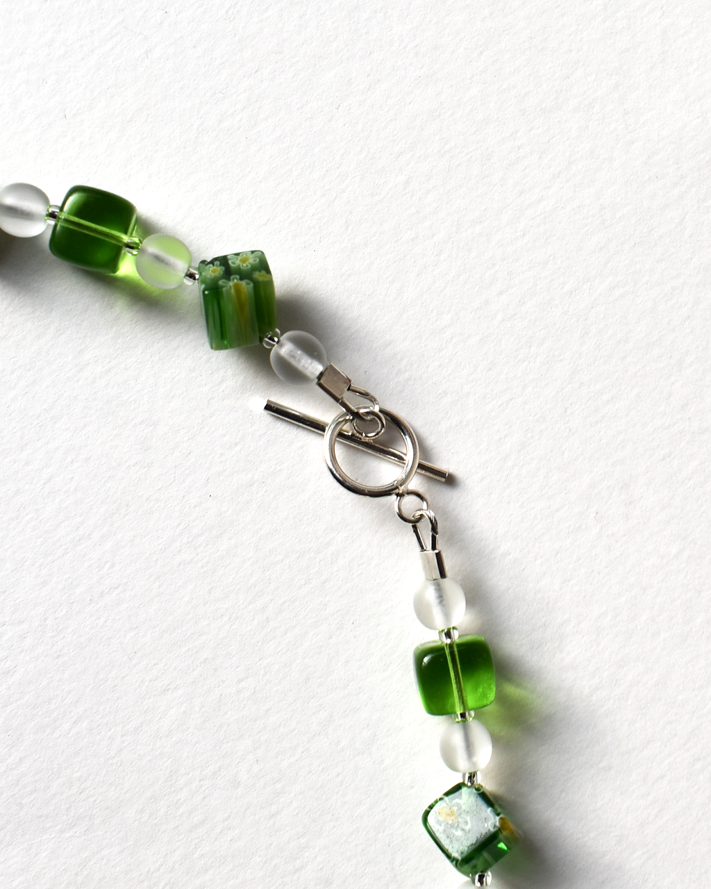 Millefiori Green Cube Beaded Necklace