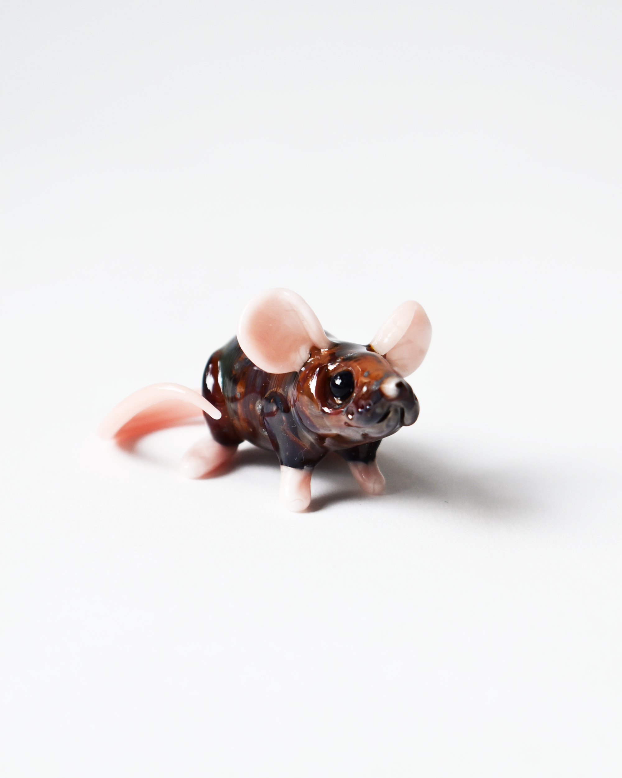 'Inquisitive Brown Mouse' Glass Sculpture