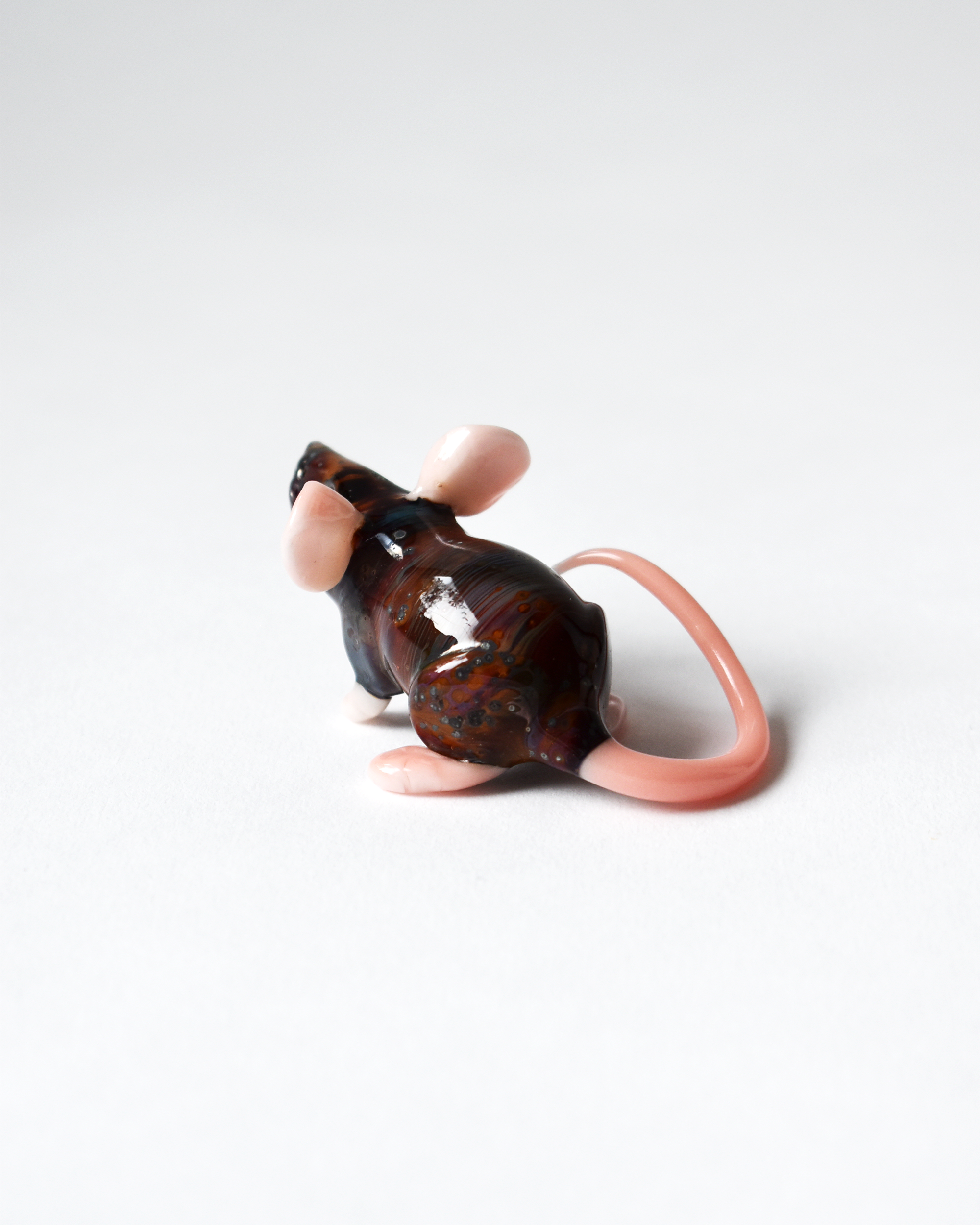 'Inquisitive Brown Mouse' Glass Sculpture