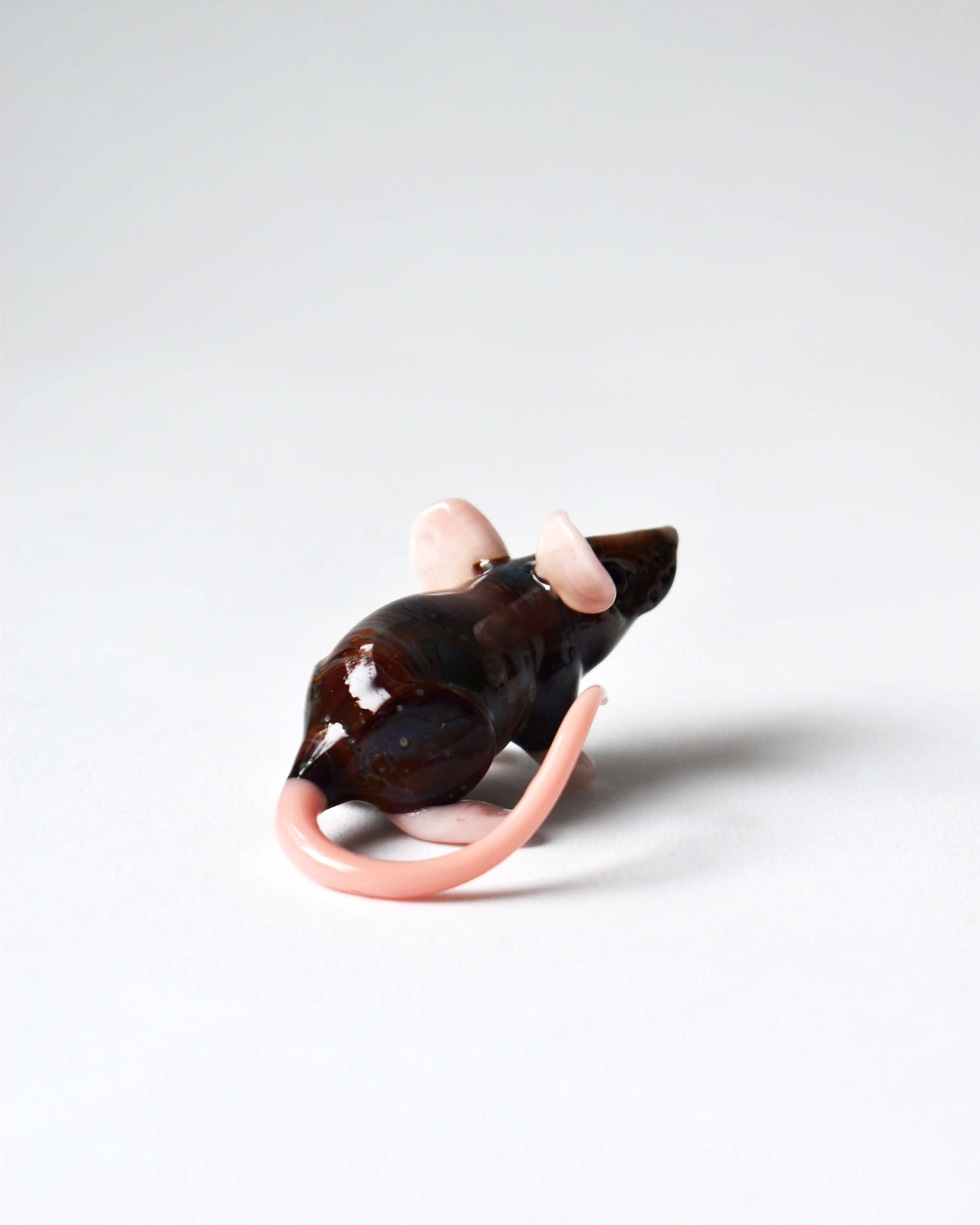 'Inquisitive Brown Mouse' Glass Sculpture