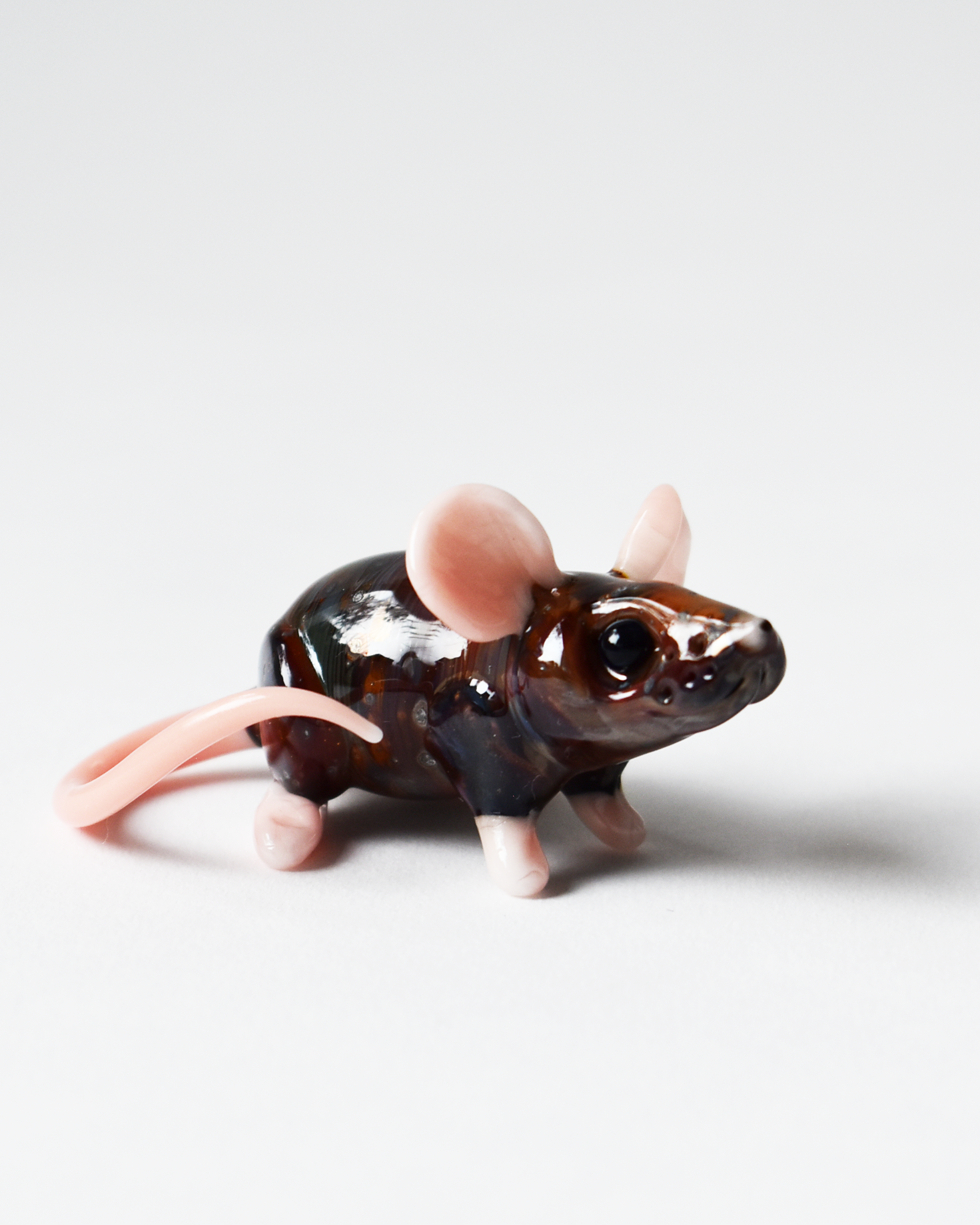 'Inquisitive Brown Mouse' Glass Sculpture