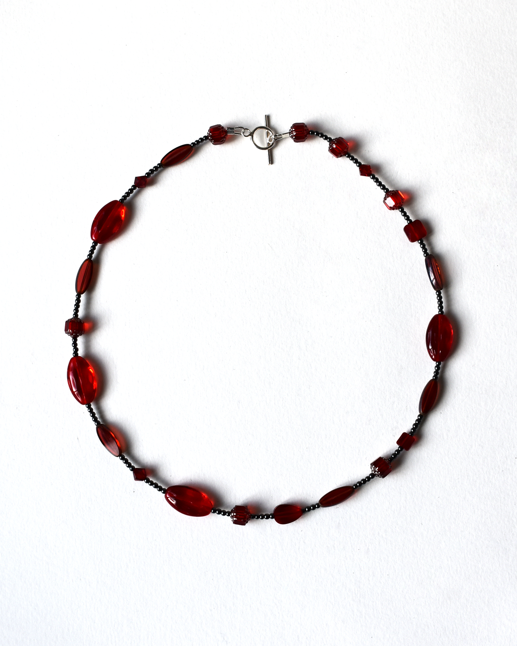 Vibrant Red Blown Glass Beaded Necklace
