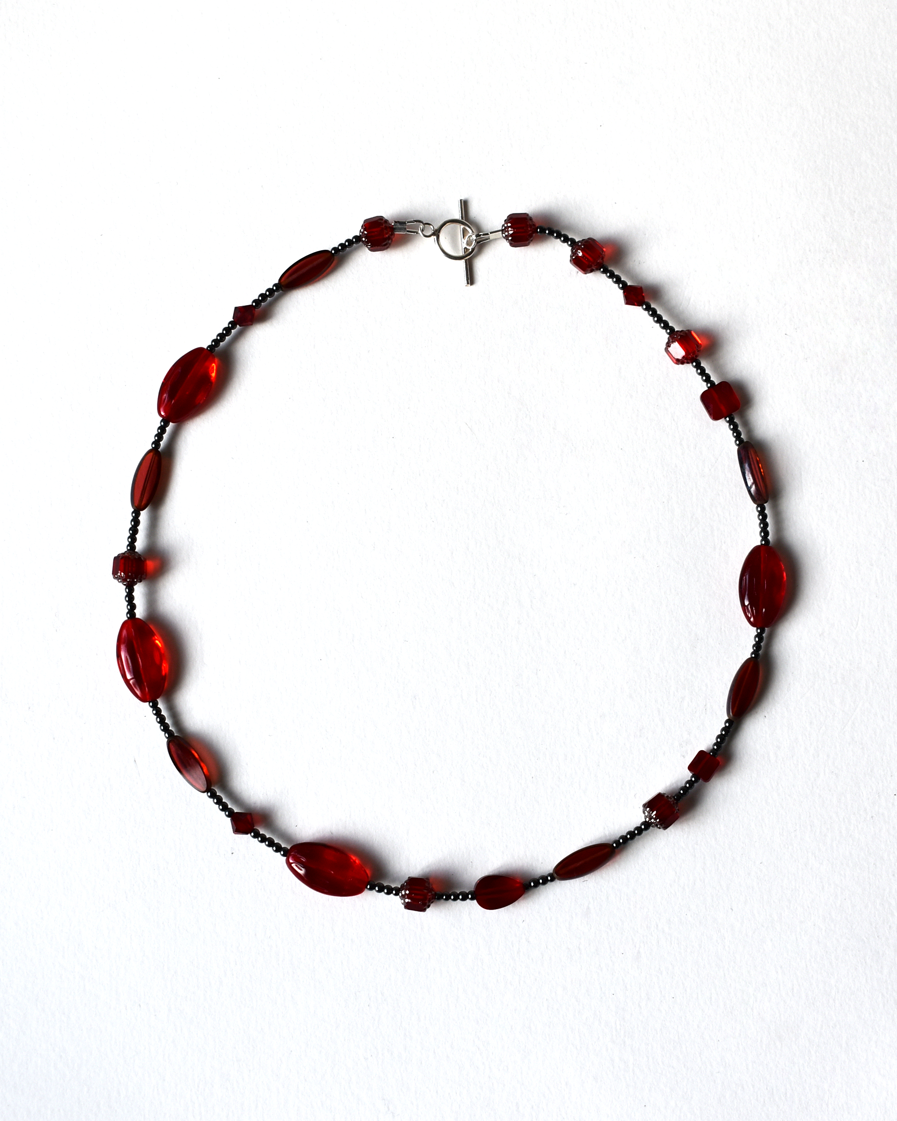 Vibrant Red Blown Glass Beaded Necklace