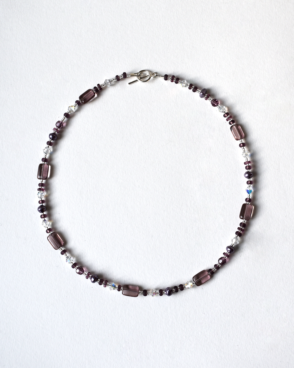 Purple Shimmer Beaded Crystal Necklace