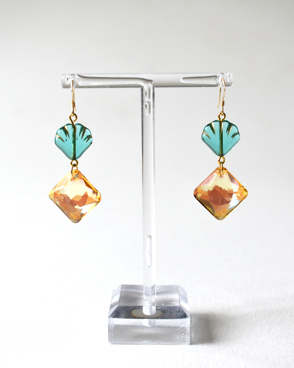 'Soft Coral' Crystal Drop Hook Earrings