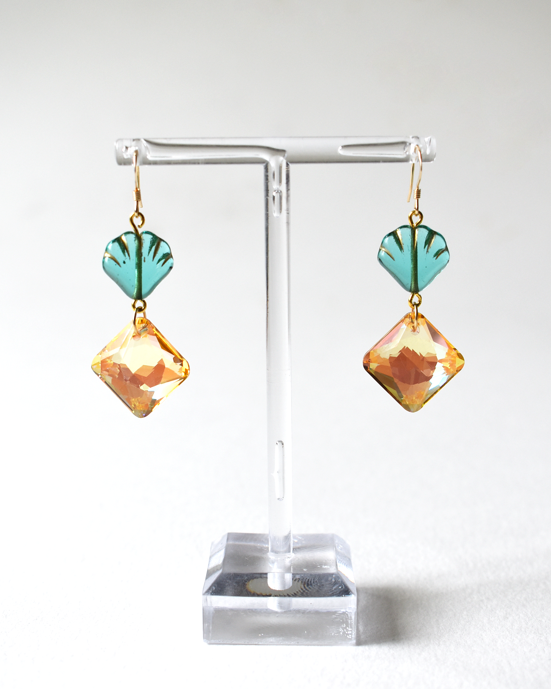 'Soft Coral' Crystal Drop Hook Earrings