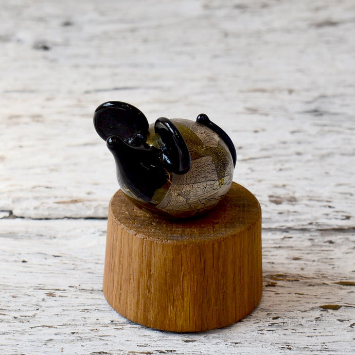 Mouse - Black Glass with Gold and Silver Leaf - Corley Studio Shop