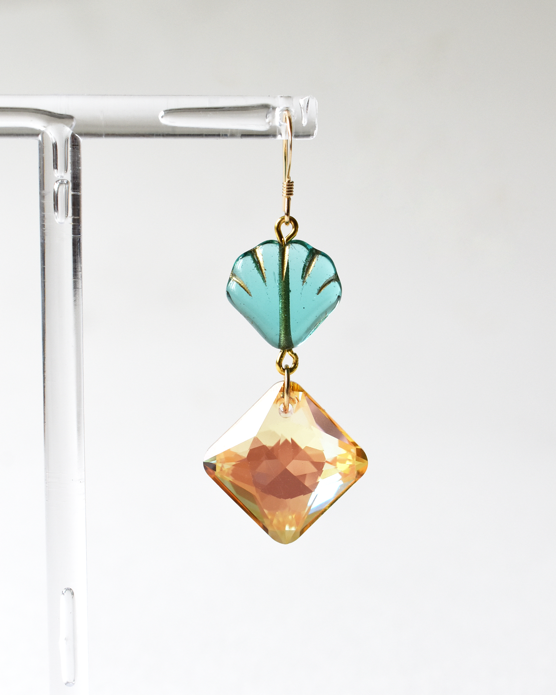 'Soft Coral' Crystal Drop Hook Earrings