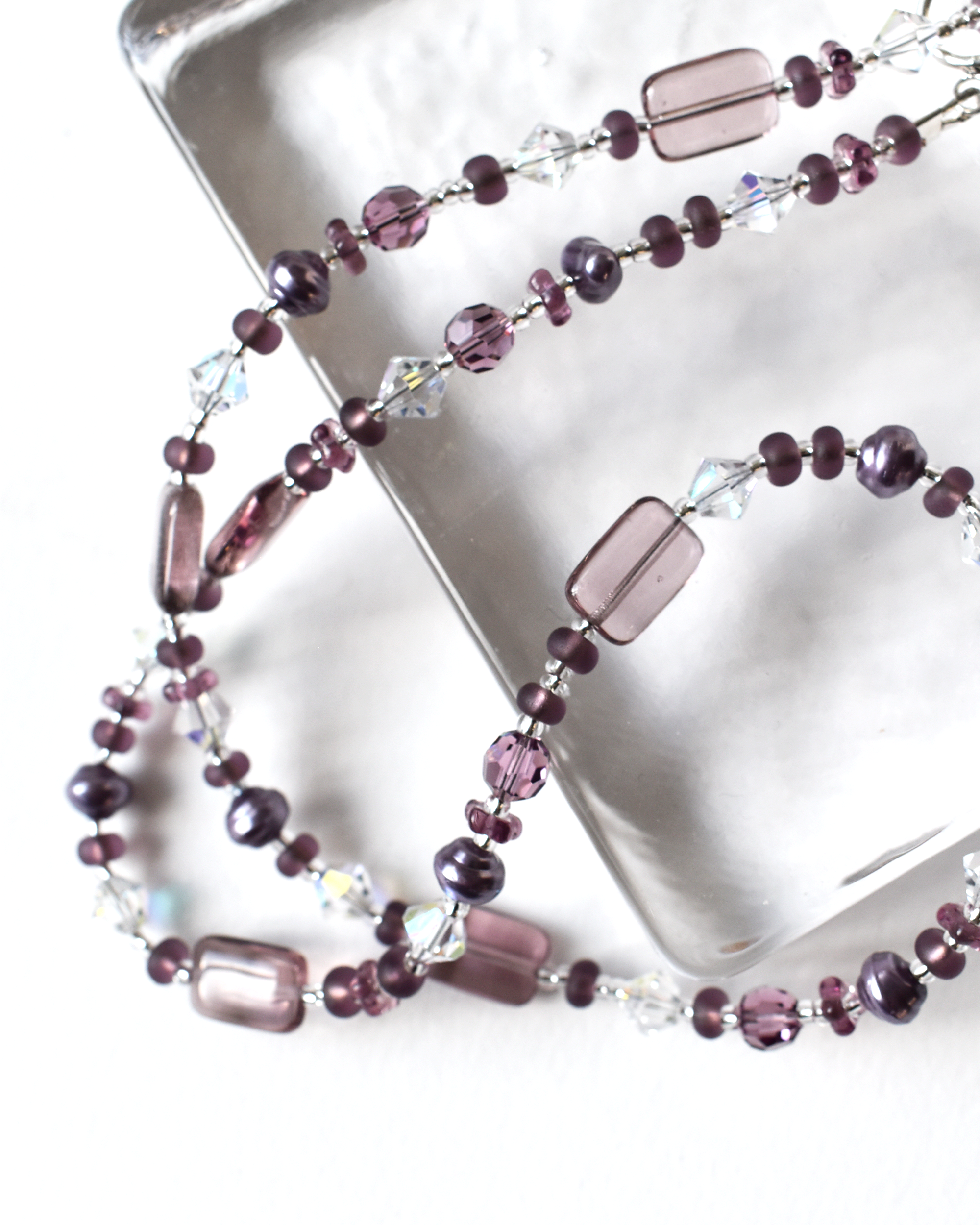Purple Shimmer Beaded Crystal Necklace