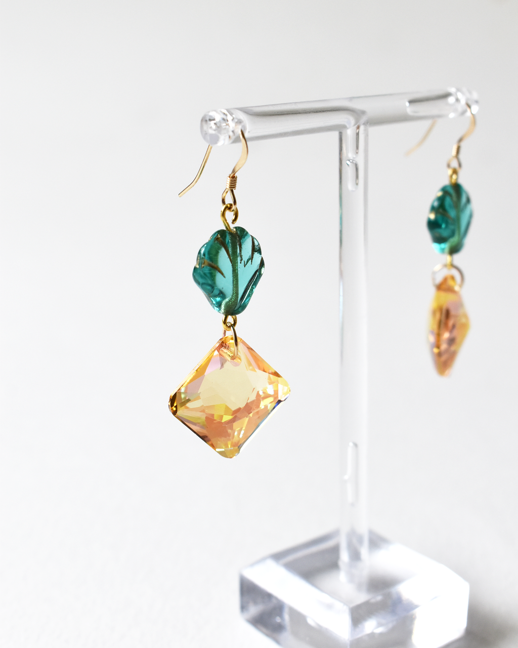 'Soft Coral' Crystal Drop Hook Earrings