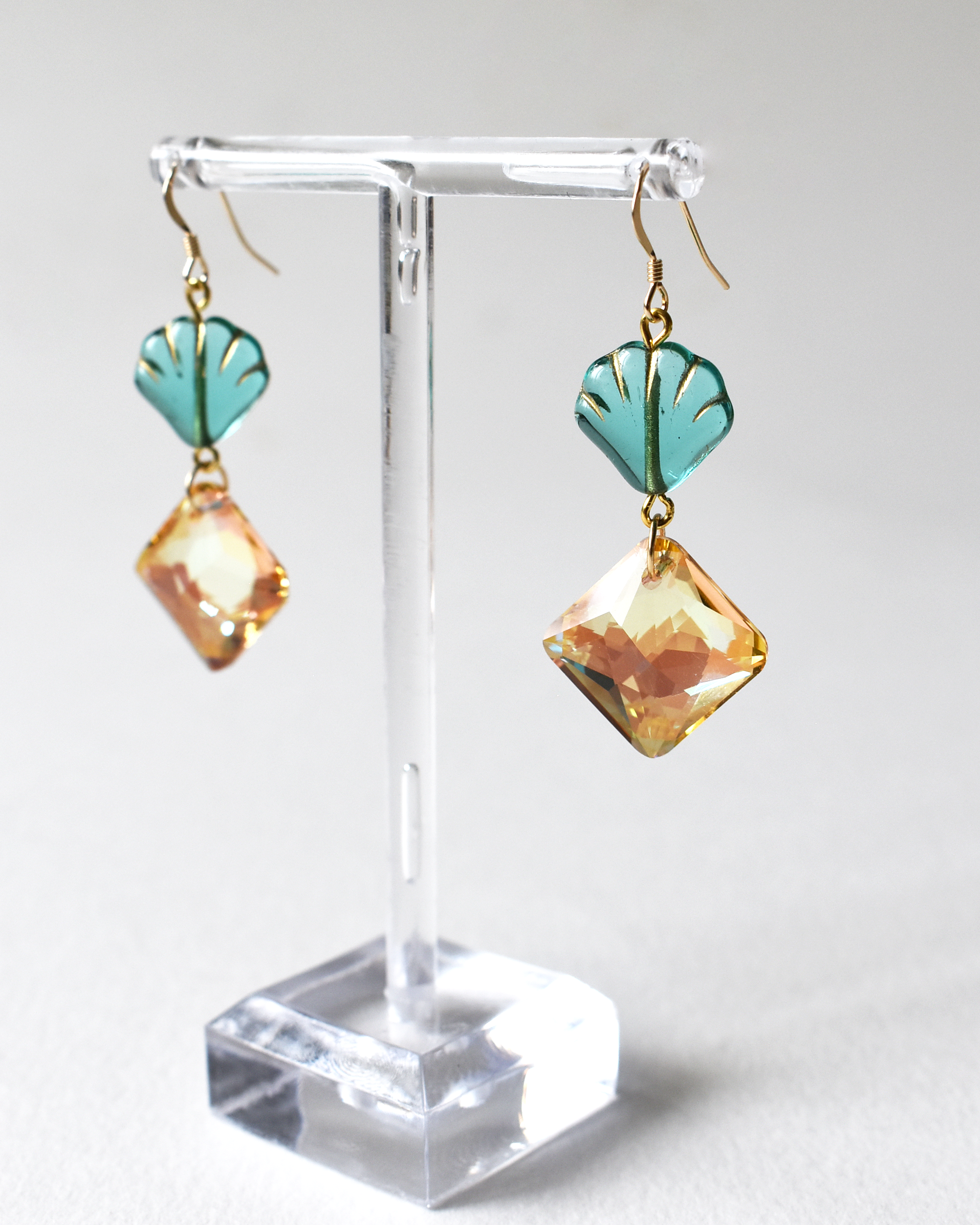 'Soft Coral' Crystal Drop Hook Earrings