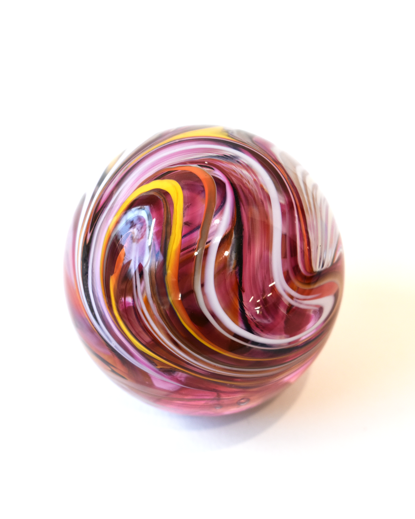 Pink & Amber Swirl Paperweight (L)