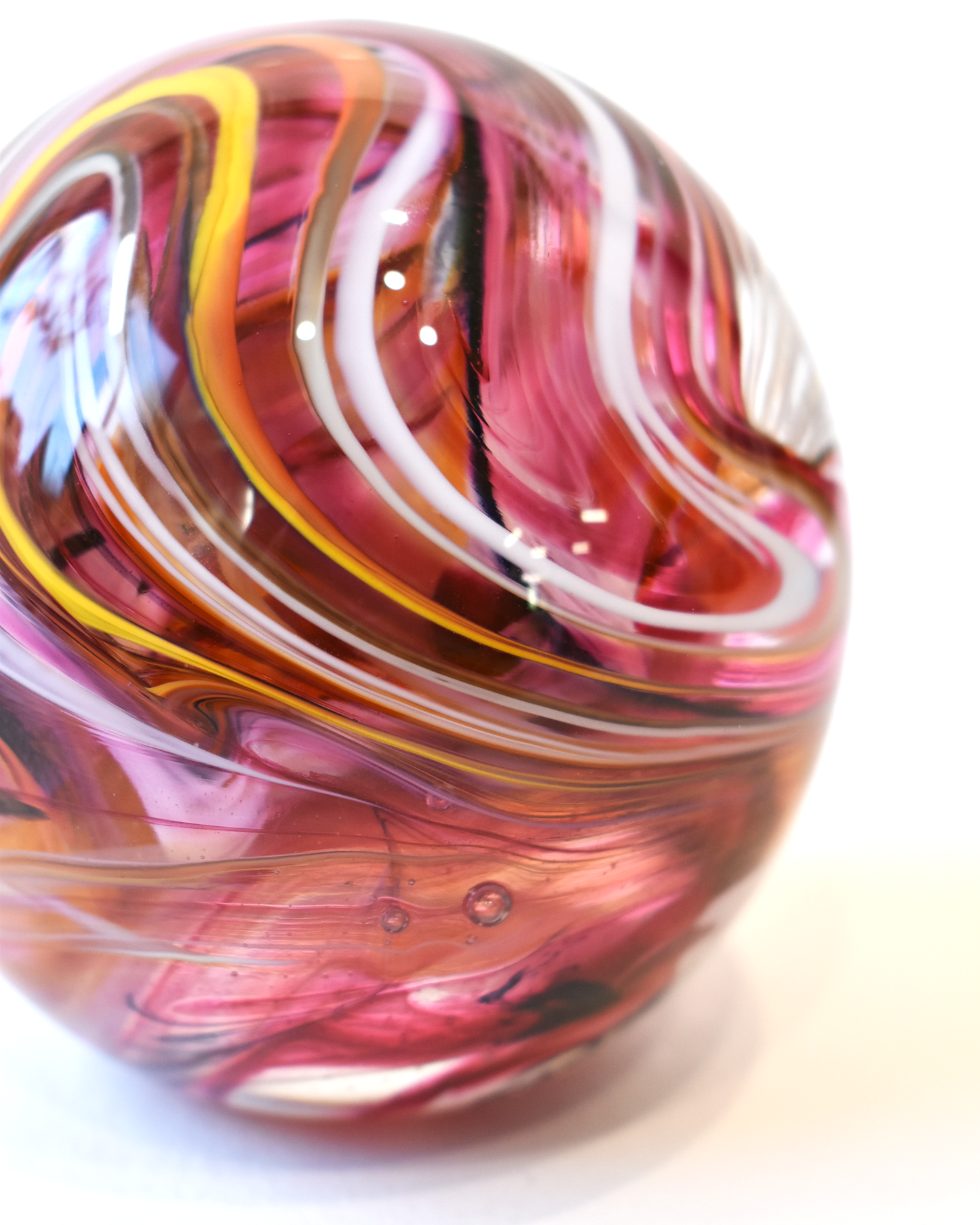 Pink & Amber Swirl Paperweight (L)