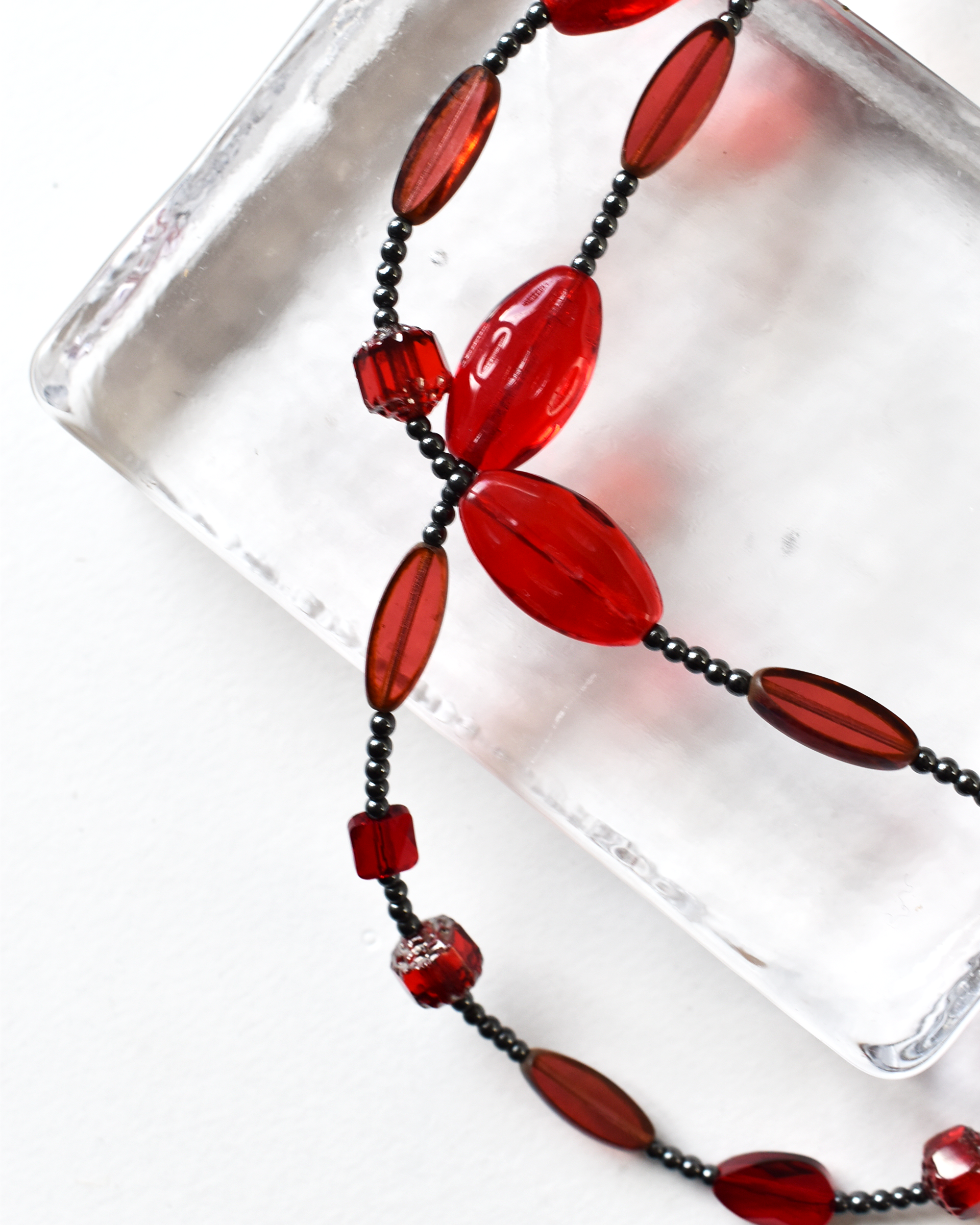 Vibrant Red Blown Glass Beaded Necklace