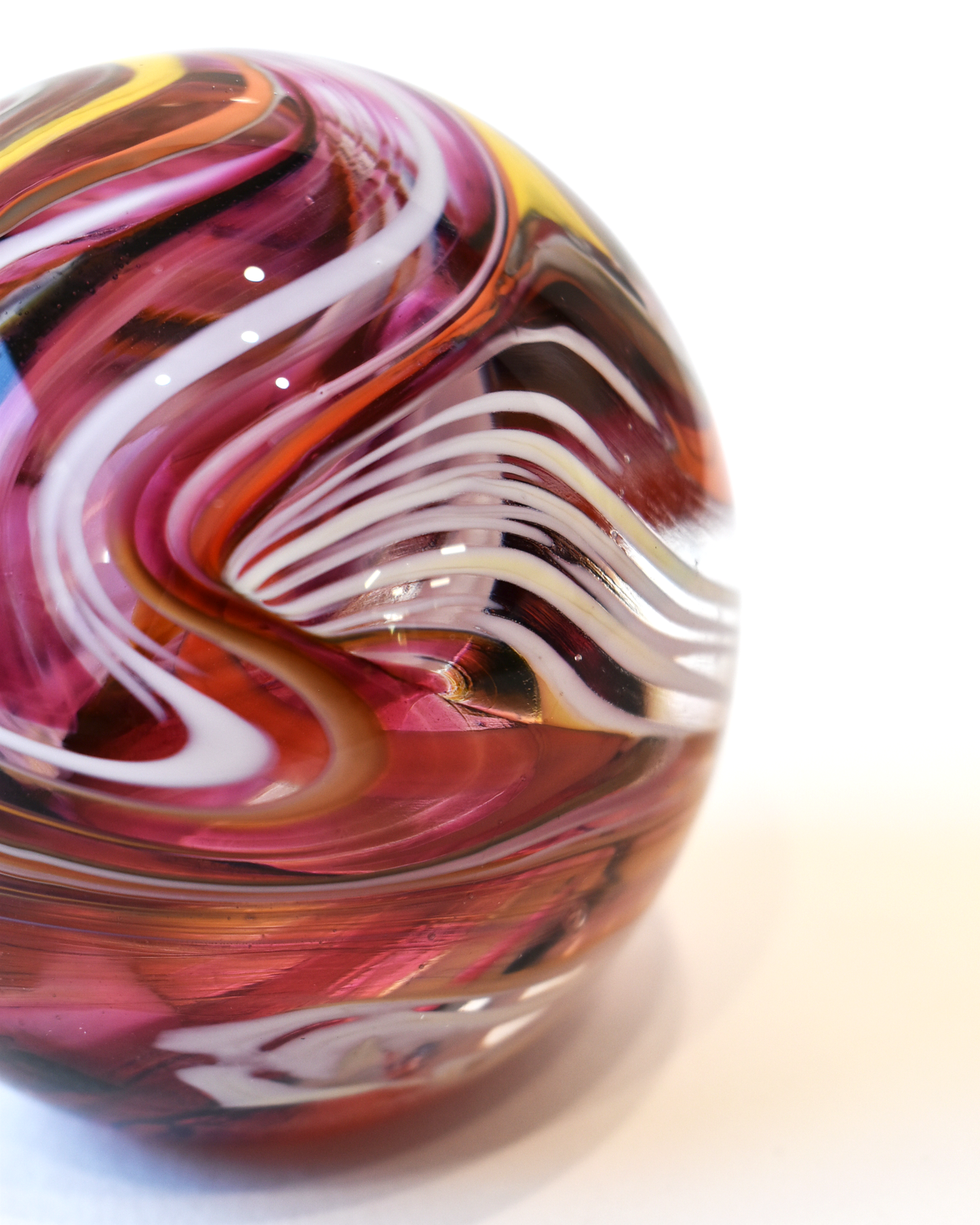 Pink & Amber Swirl Paperweight (L)