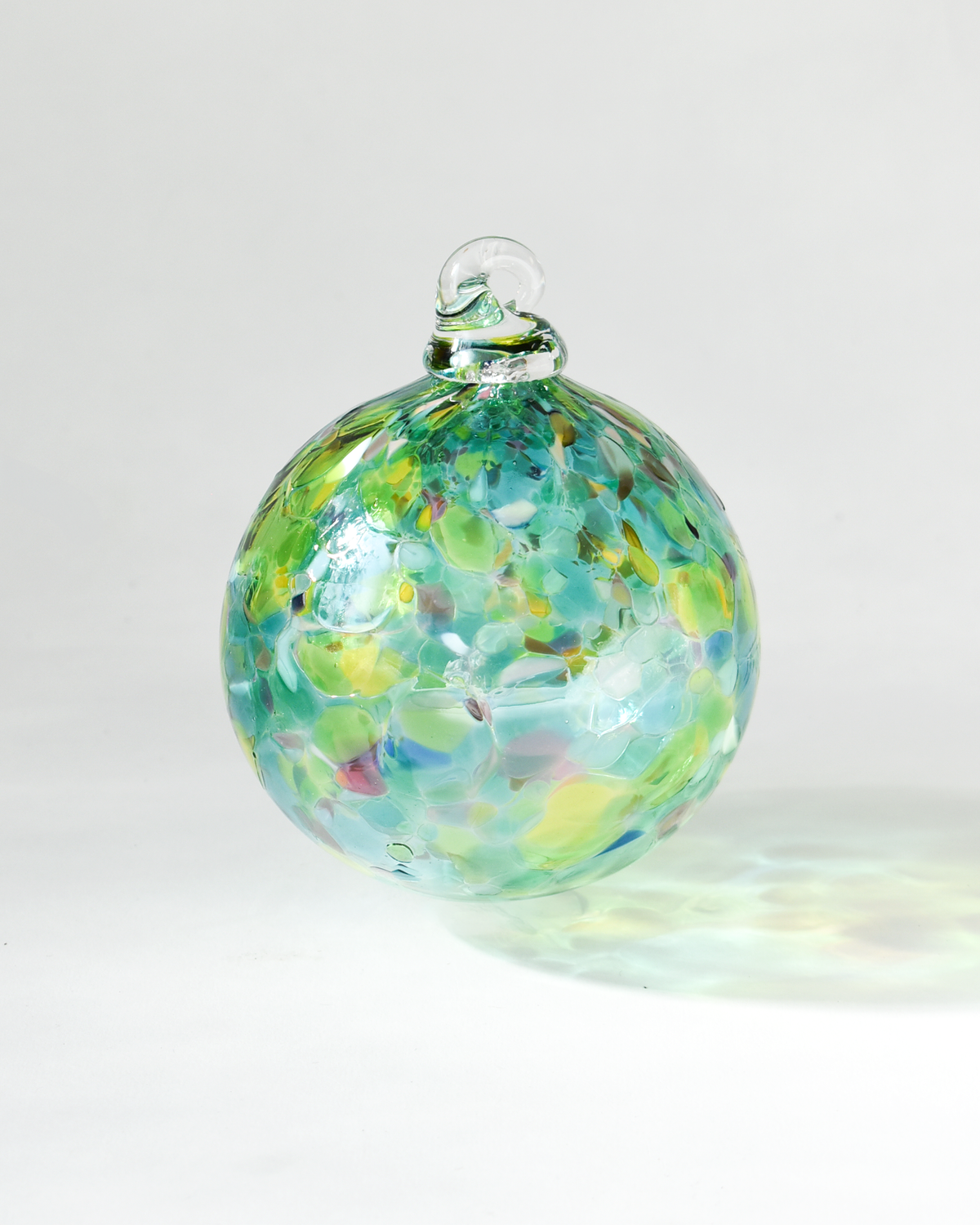 "Soft Lime & Turquoise" Confetti Mouthblown Bauble