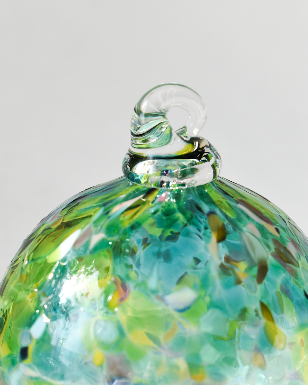 "Soft Lime & Turquoise" Confetti Mouthblown Bauble