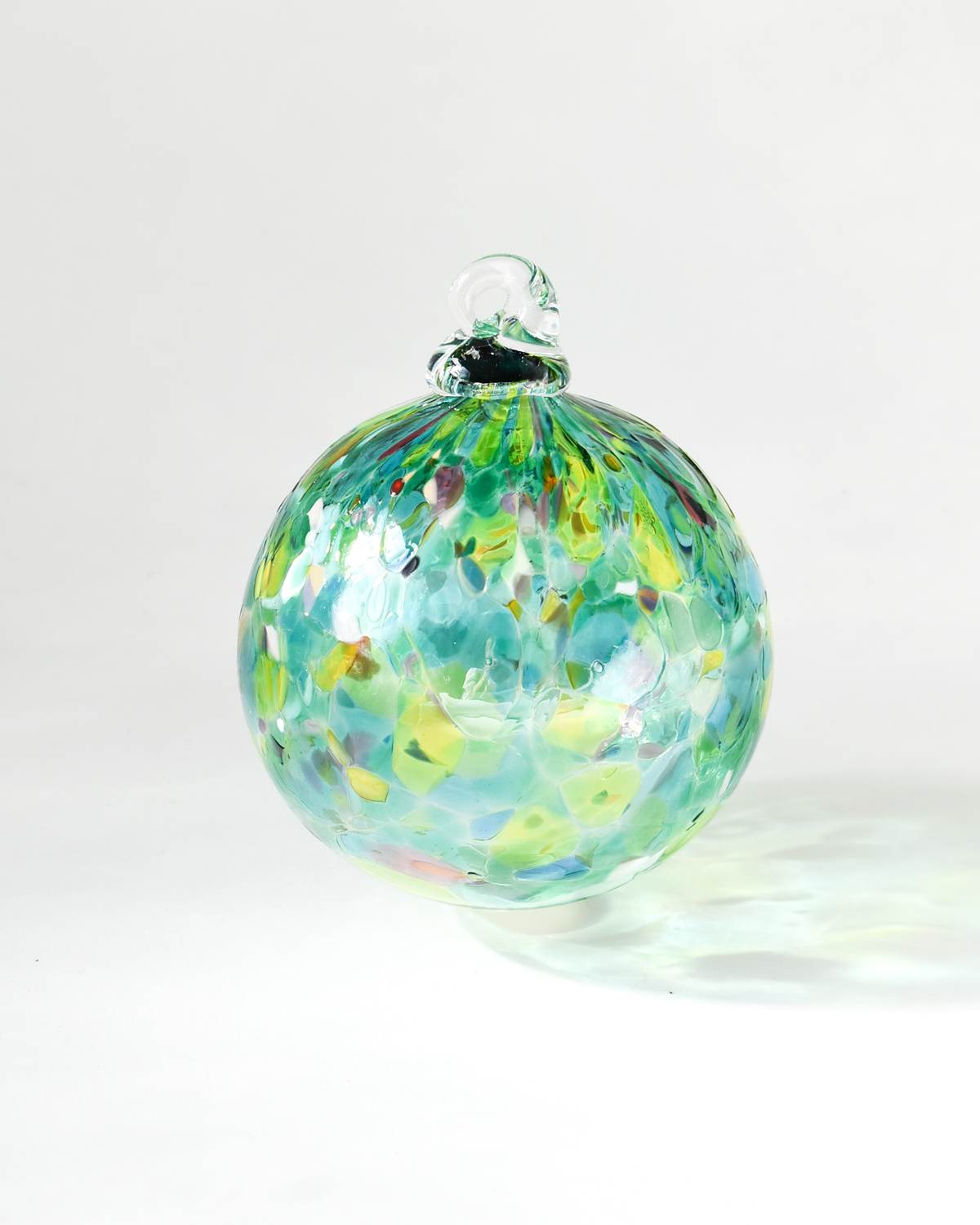 "Soft Lime & Turquoise" Confetti Mouthblown Bauble