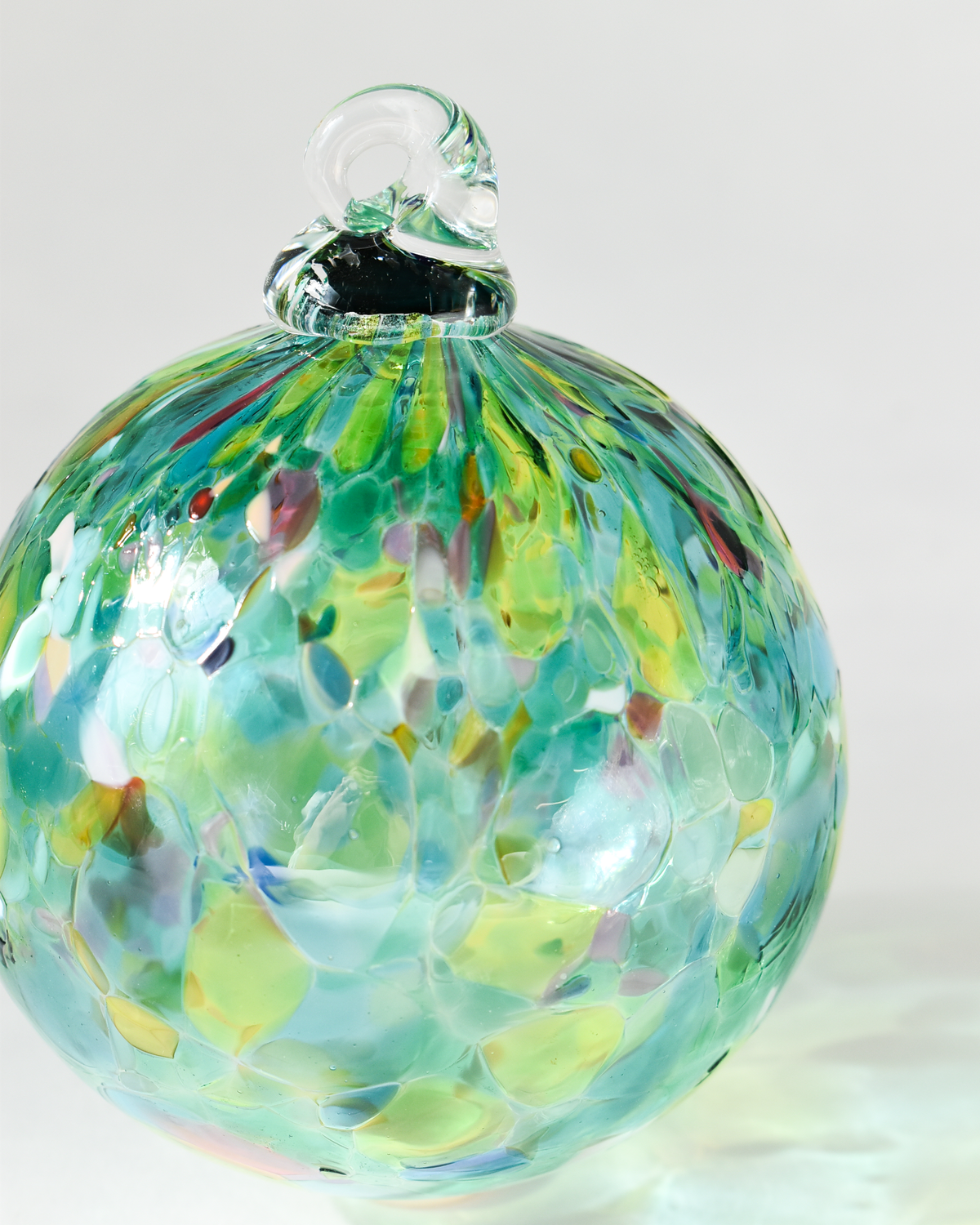 "Soft Lime & Turquoise" Confetti Mouthblown Bauble