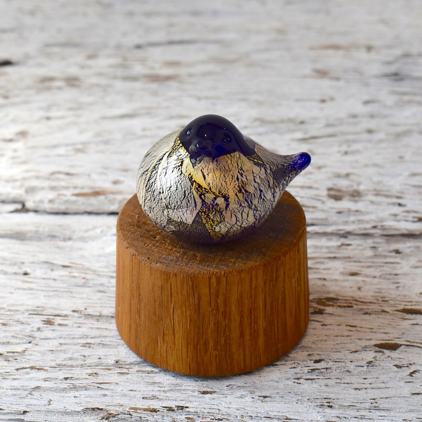 Blue Nesting Bird with gold and silver leaf - Corley Studio Shop