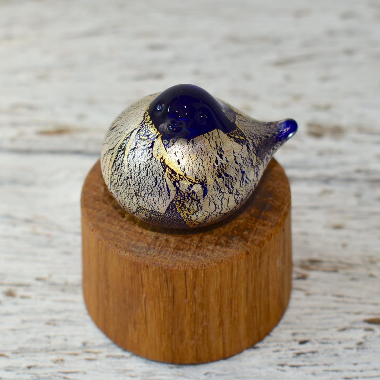 Blue Nesting Bird with gold and silver leaf - Corley Studio Shop