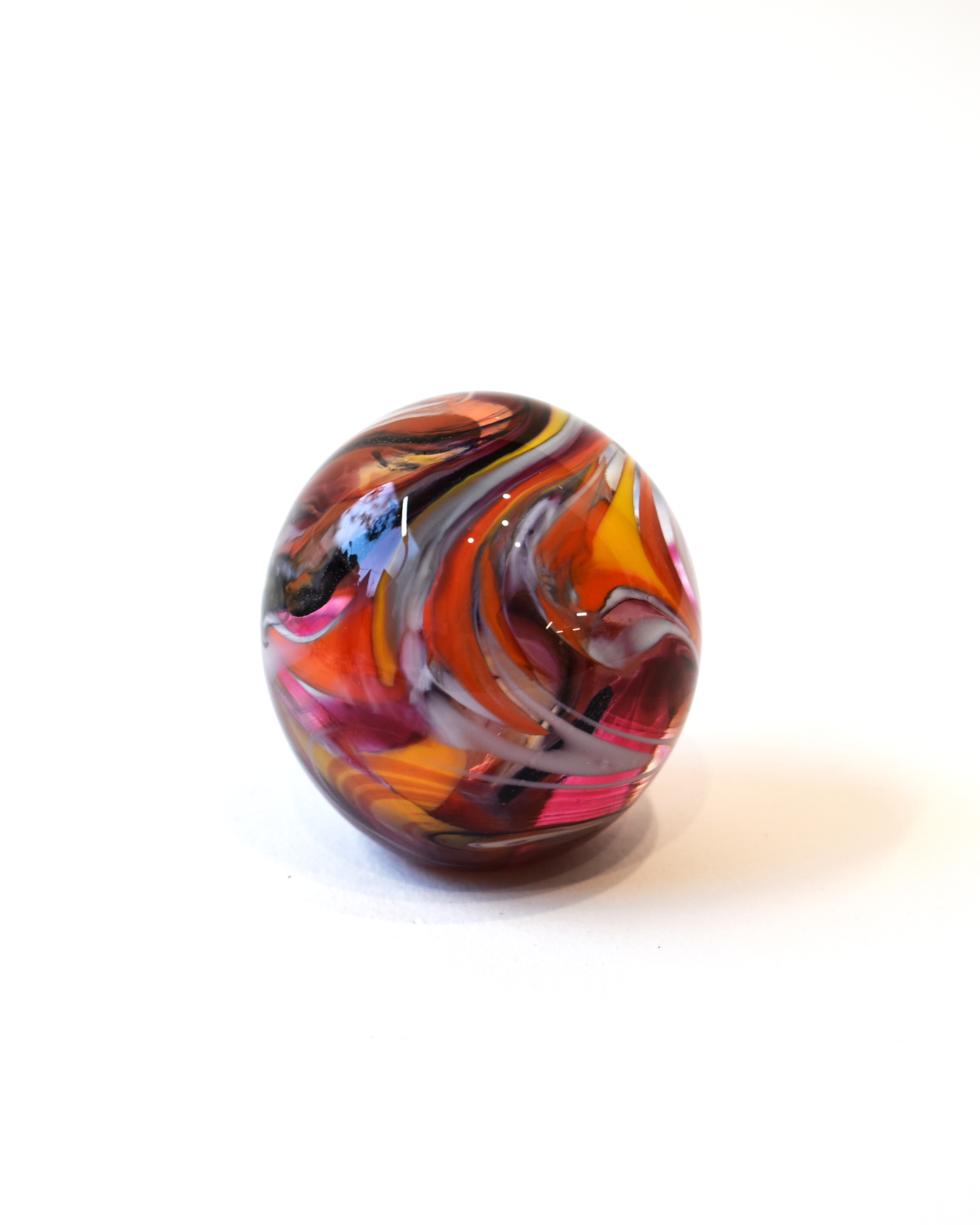 Pink & Amber Swirl Paperweight (S)