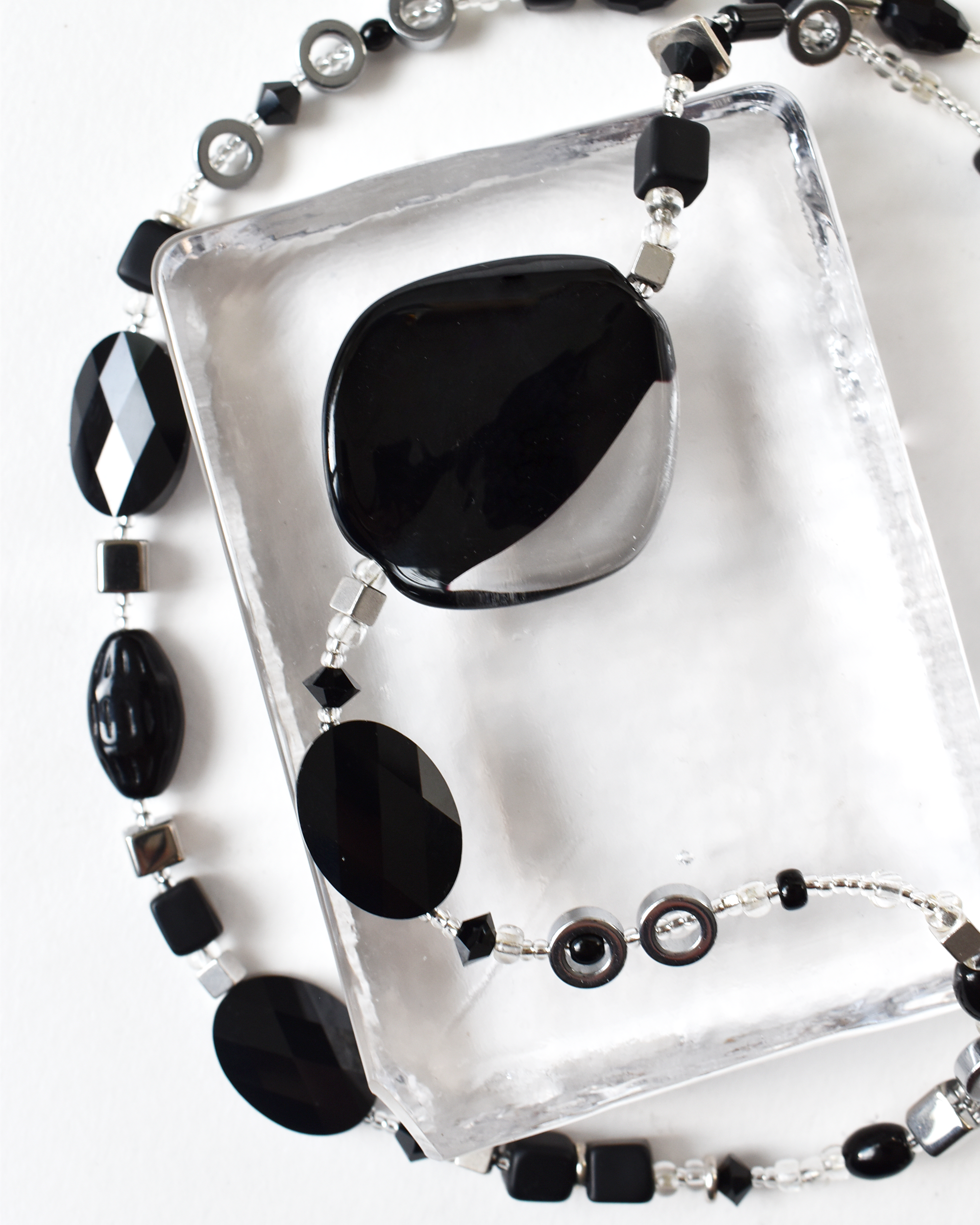 'Midnight Elegance' Long Beaded Necklace