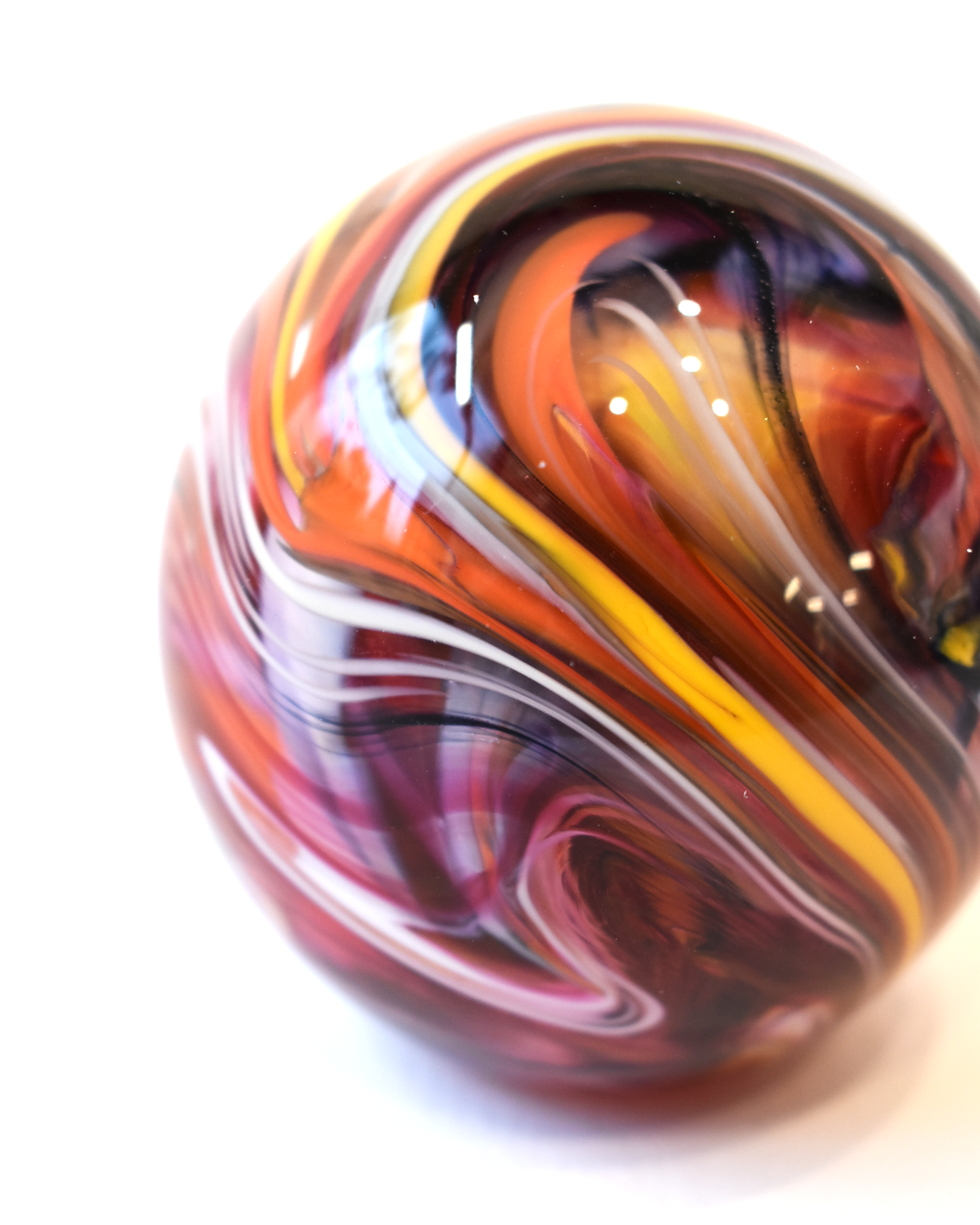 Pink & Amber Swirl Paperweight (S)