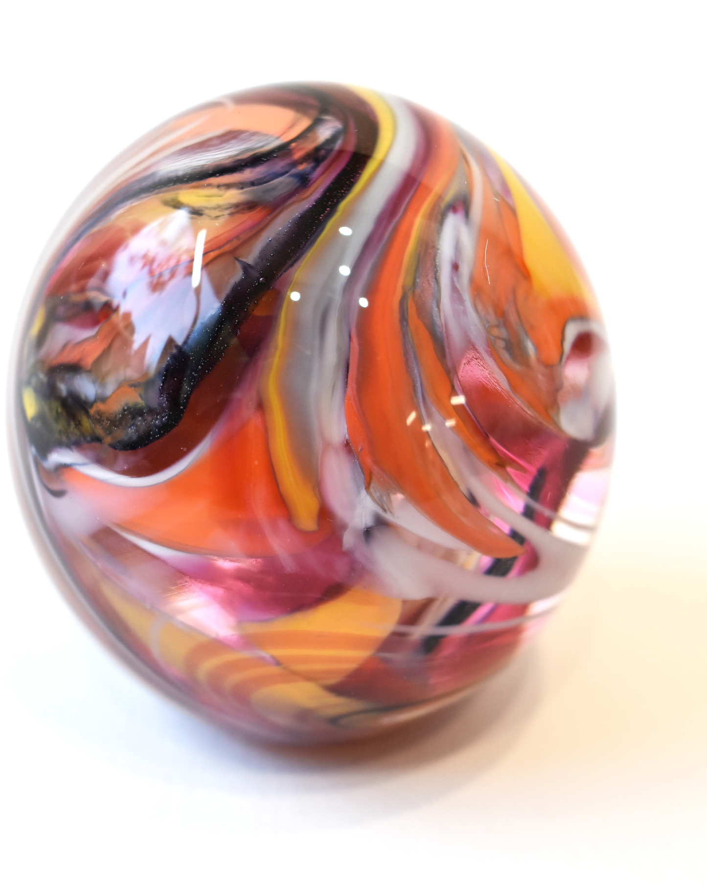 Pink & Amber Swirl Paperweight (S)