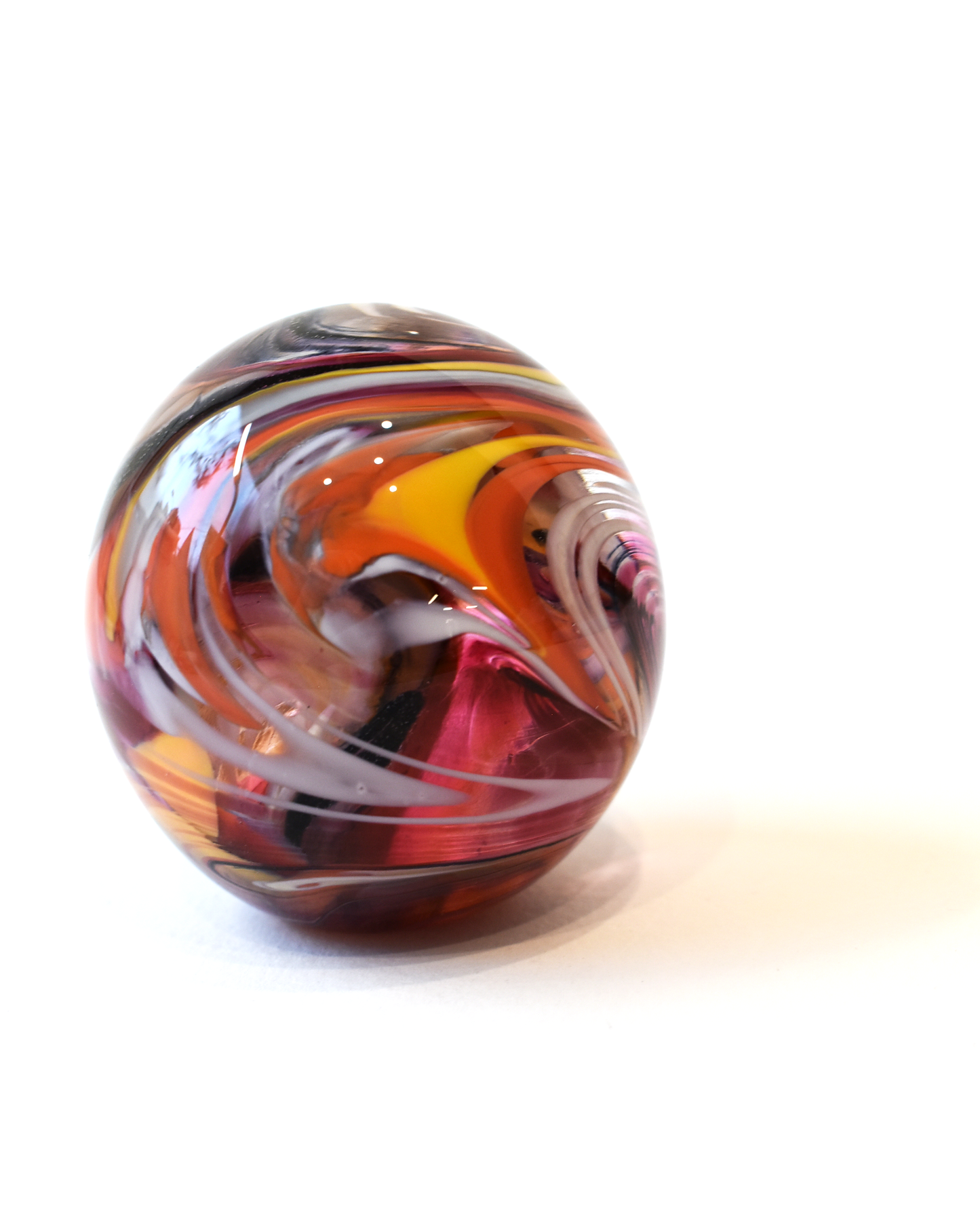 Pink & Amber Swirl Paperweight (S)