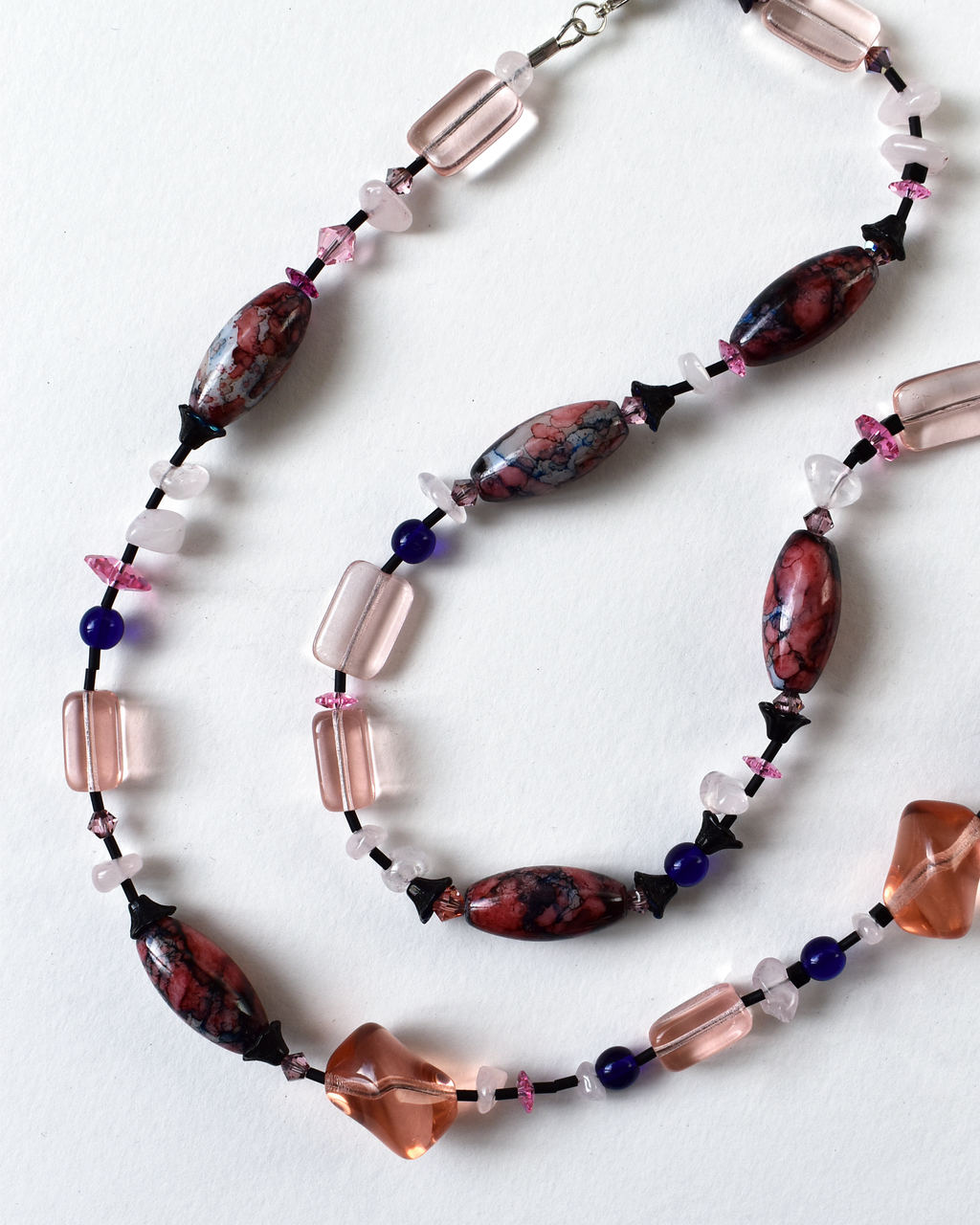 'Dusky Rose' Rose Quartz Long Beaded Necklace