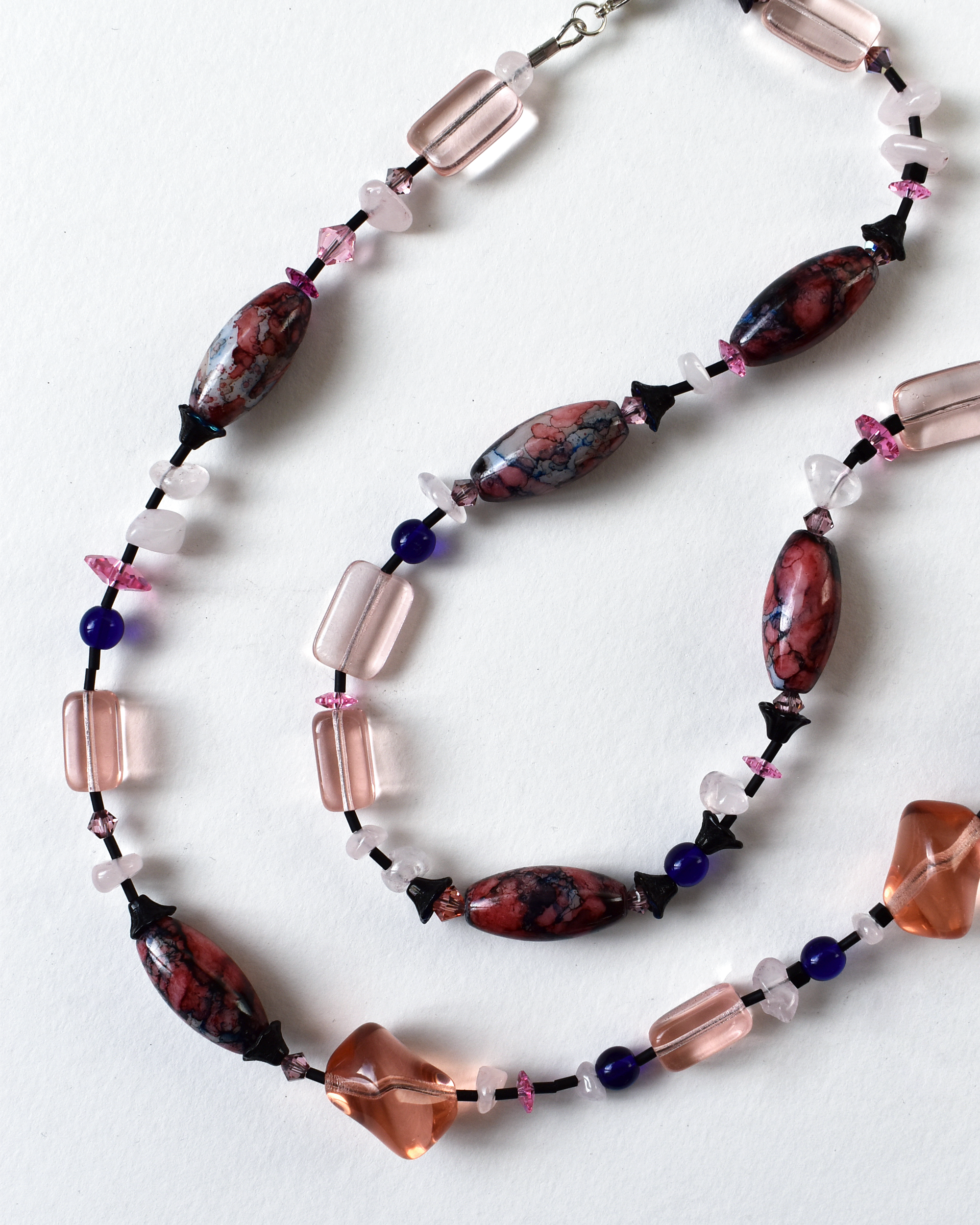 'Dusky Rose' Rose Quartz Long Beaded Necklace