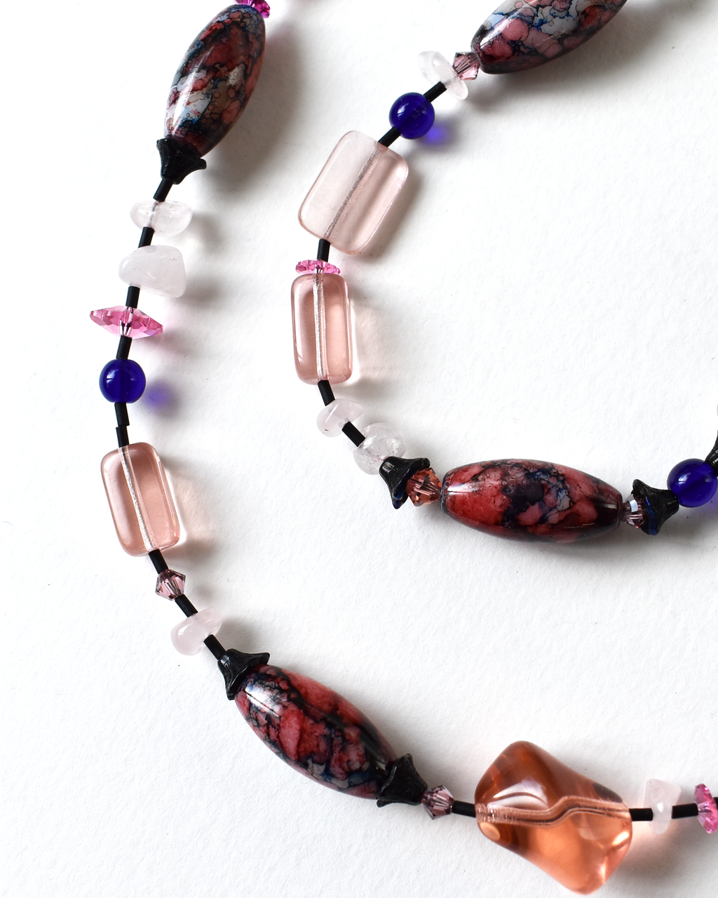 'Dusky Rose' Rose Quartz Long Beaded Necklace