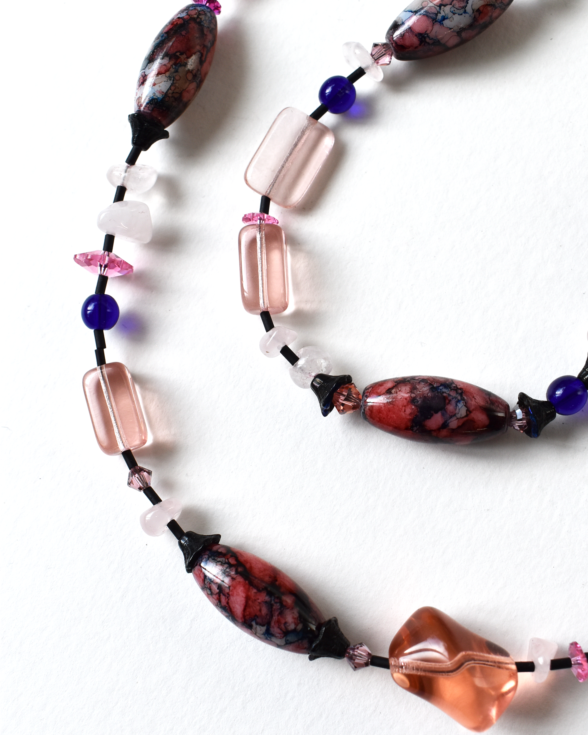 'Dusky Rose' Rose Quartz Long Beaded Necklace