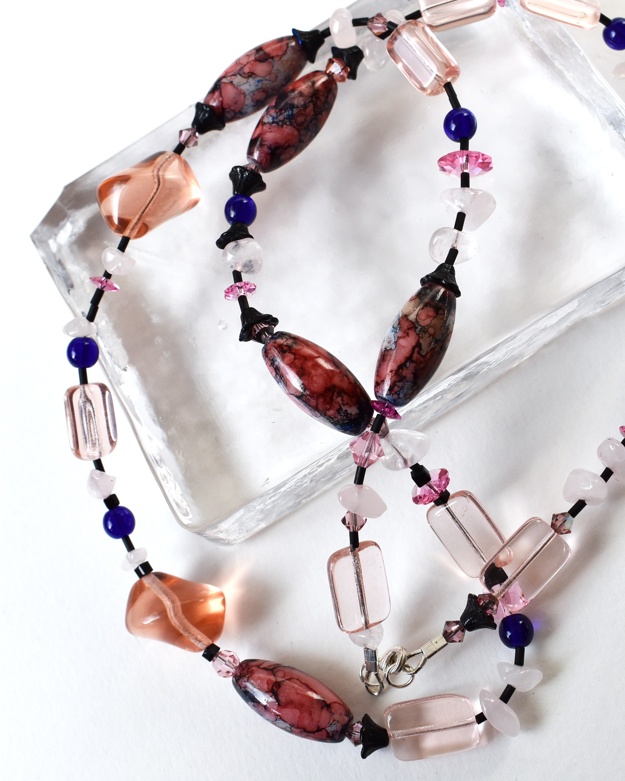 'Dusky Rose' Rose Quartz Long Beaded Necklace