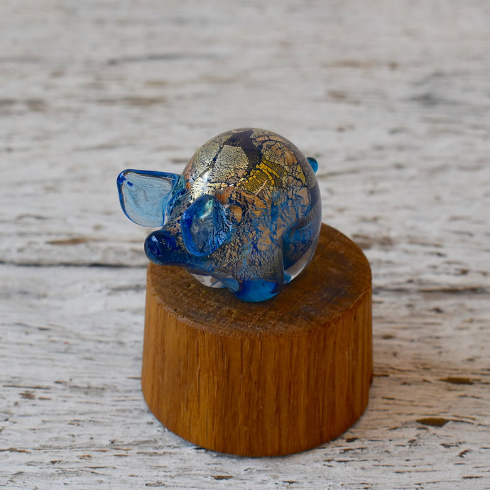 Blue Pig with Gold & Silver Leaf - Corley Studio Shop